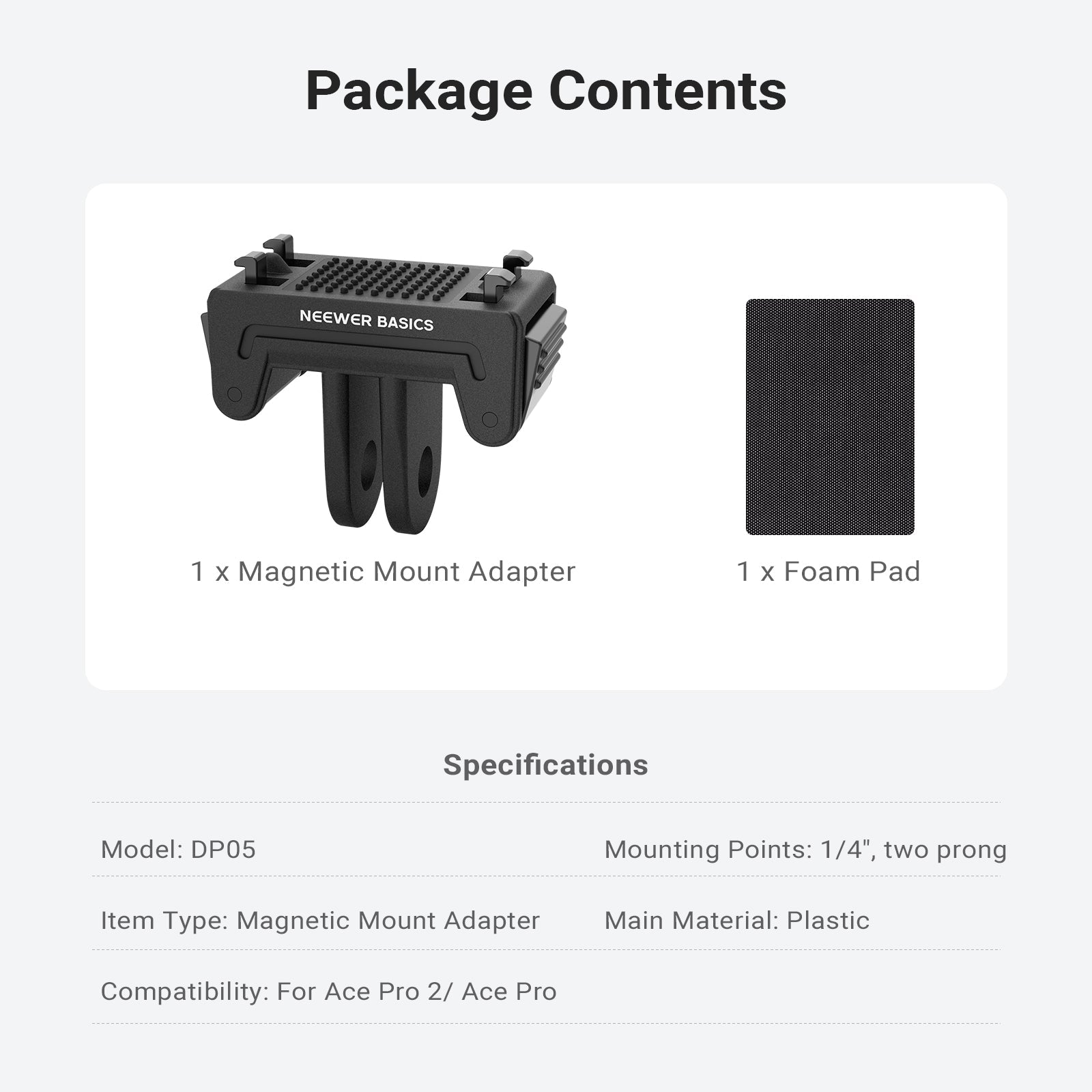 NEEWER BASICS DP05 Magnetic Mount For Insta360 Ace Pro 2/Ace Pro/X5