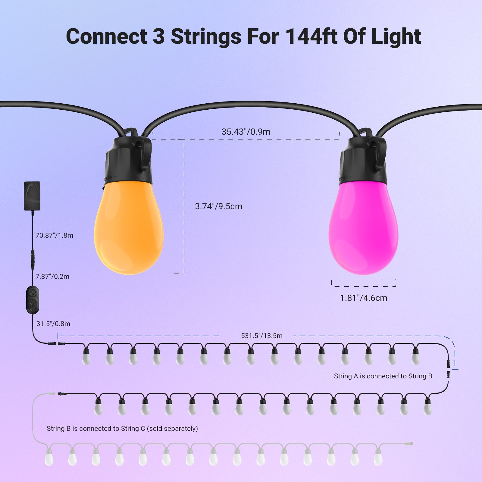 NEEWER NR01 RGBW Outdoor String Light
