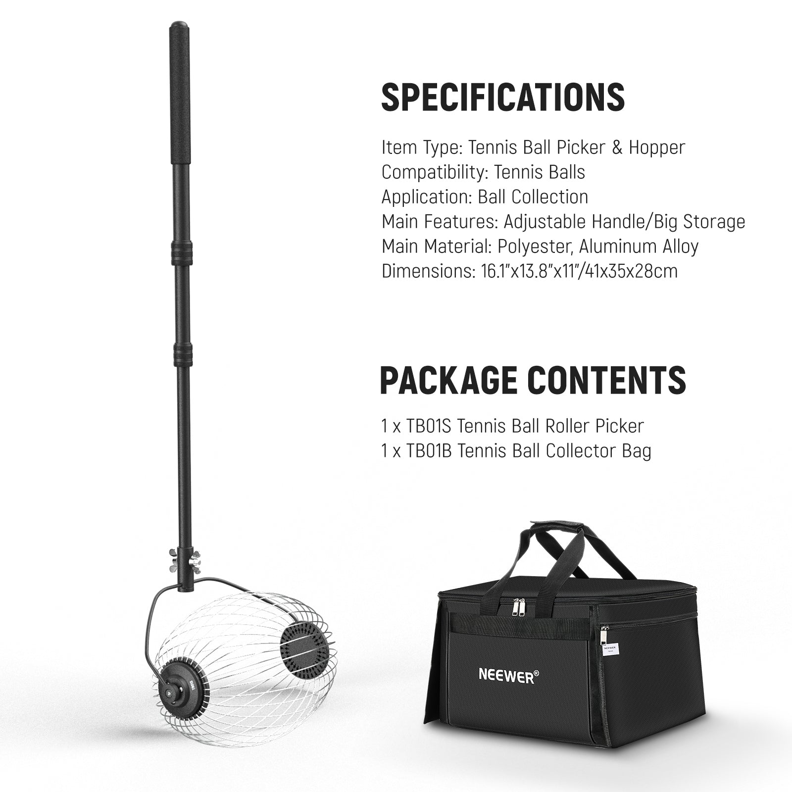 NEEWER TB01S Tennis Ball Collector Roller