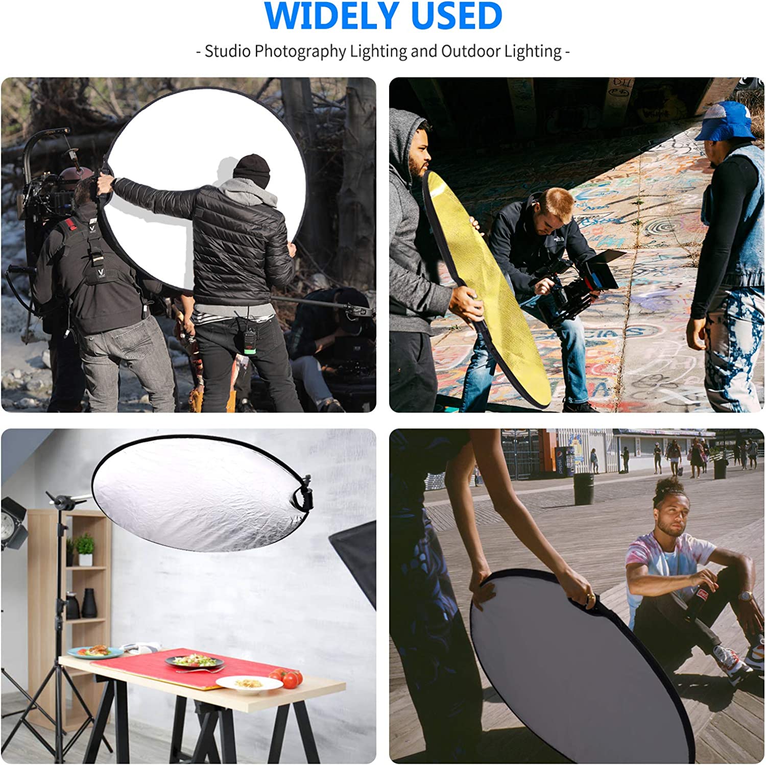NEEWER 5-in-1 80CM/110CM Collapsible Round Light Reflector With Grip