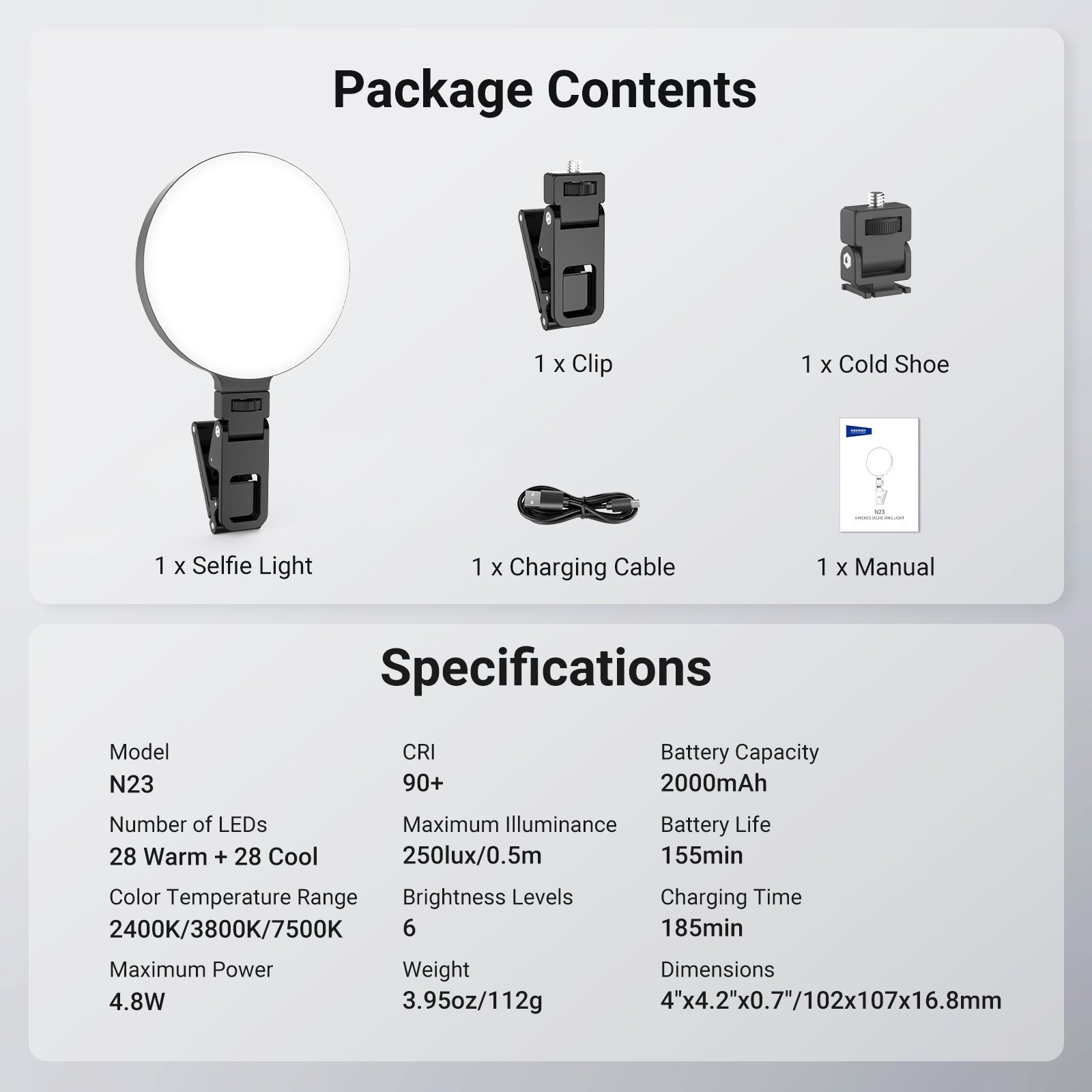 NEEWER ENTRY LEVEL VERSION N23 LED Selfie Ring Light