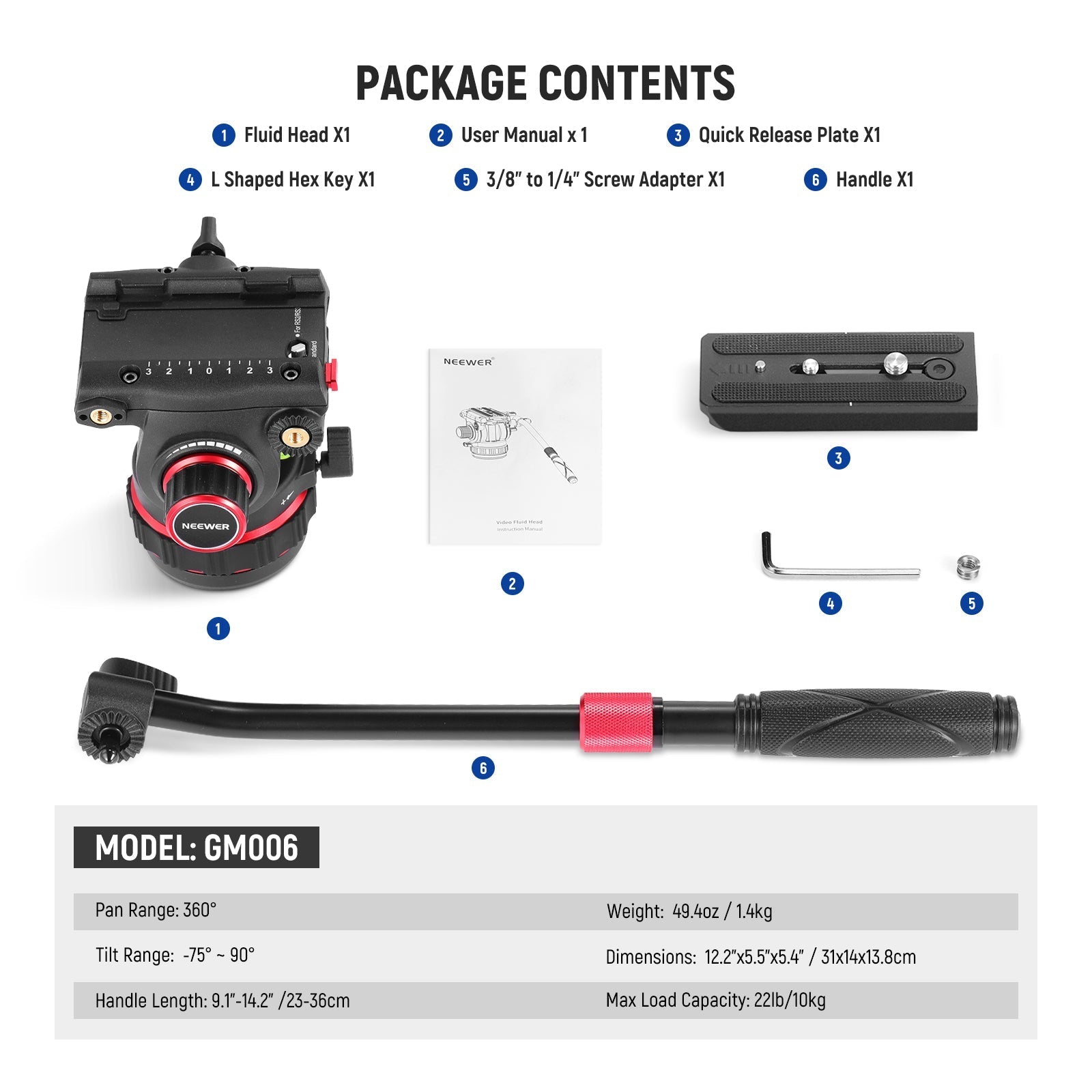 NEEWER GM006 Pro Video Tripod Fluid Head