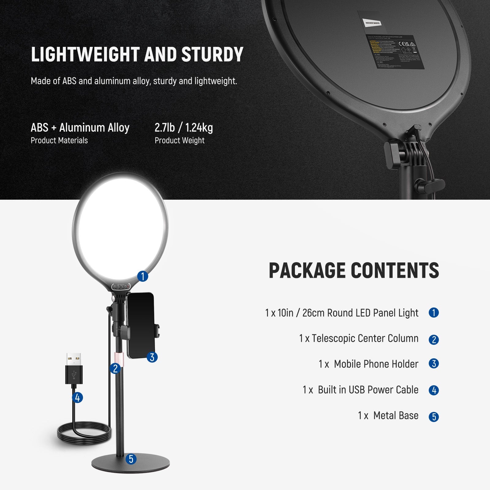 NEEWER BASICS R10 10.5" Desktop Ring Light