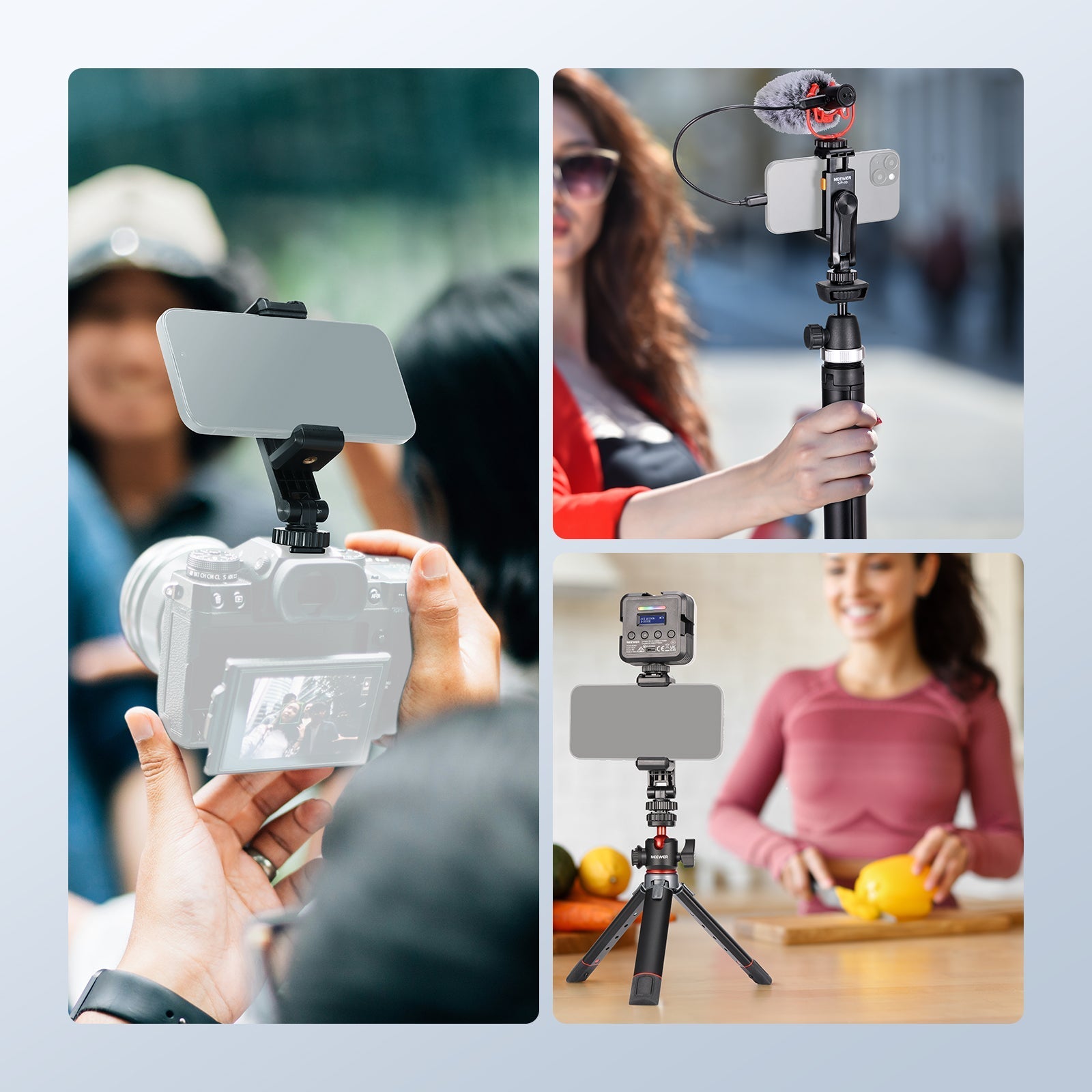 NEEWER BASICS SP-10 Phone Tripod Mount Holder with 1/4" Thread & Cold Shoe