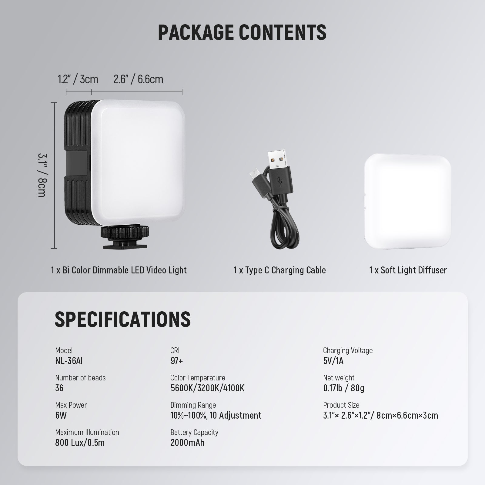 NEEWER NL-36AI Bi-Color Portable LED Video Light