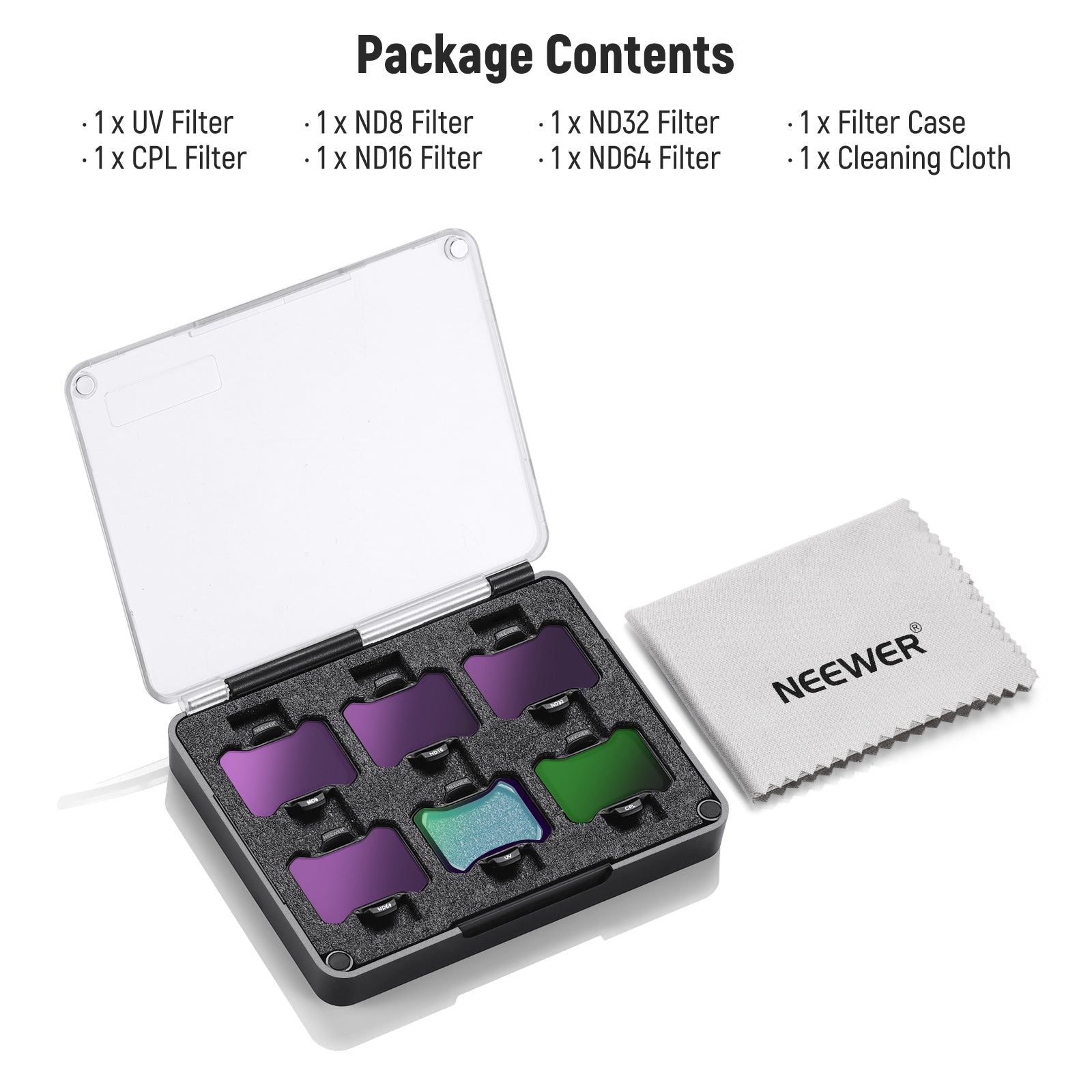 NEEWER FL-A29 6-Pack Snap-On ND & UV & CPL Filter Set for DJI Avata 2