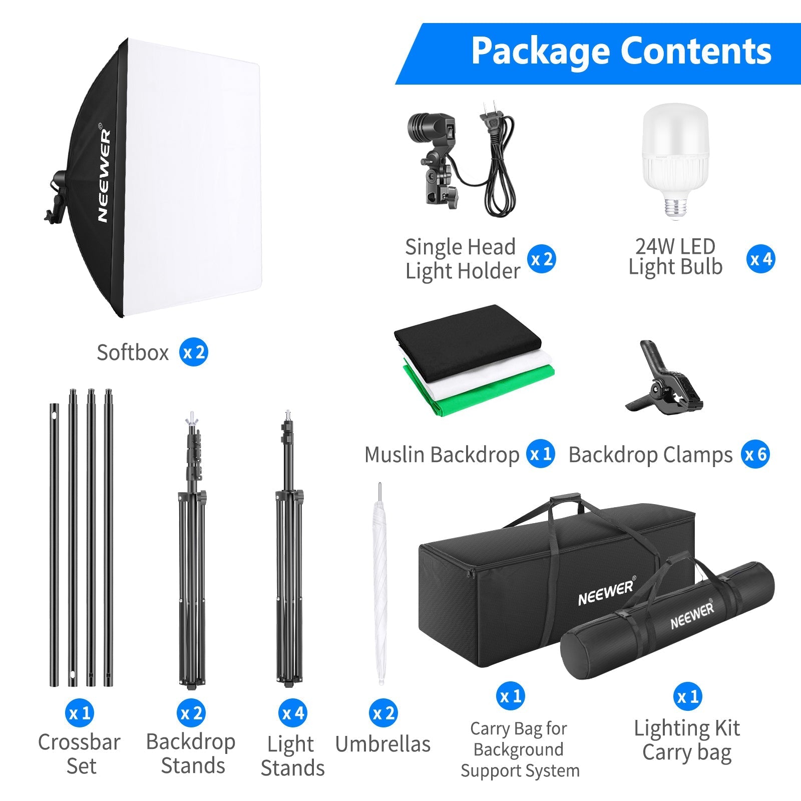NEEWER NK100 3x2.6m/10x8.5ft Photography Lighting Kit