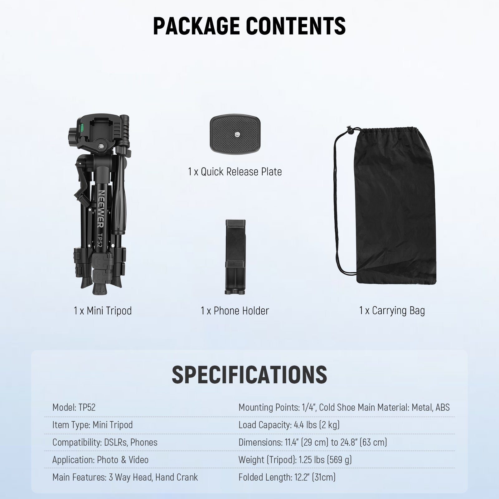 NEEWER ENTRY LEVEL VERSION TP52 Mini Desk Tripod