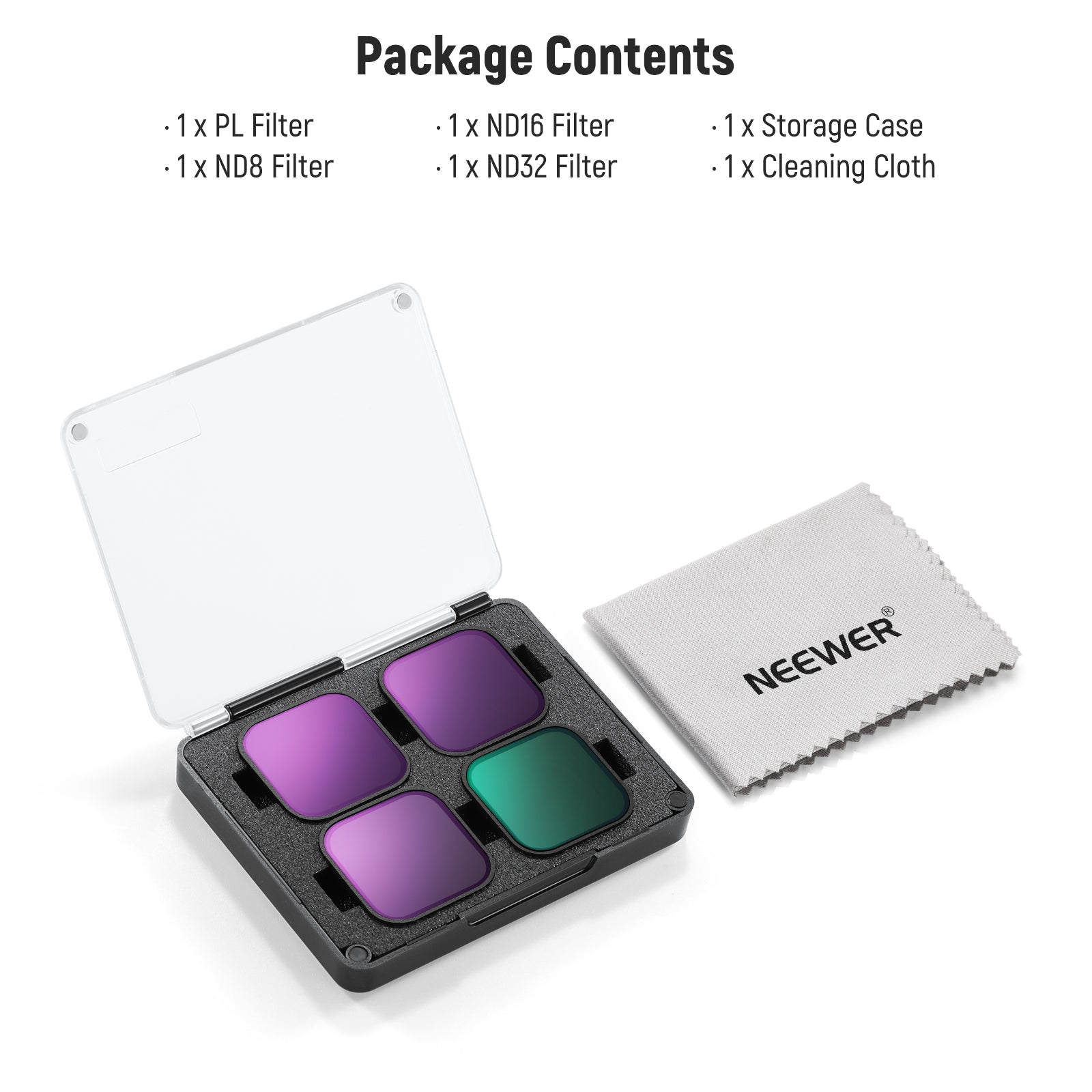 NEEWER FL-GP18 4 Pack PL/ND Filter Set For GoPro Hero 13 12 11 10 9 Black