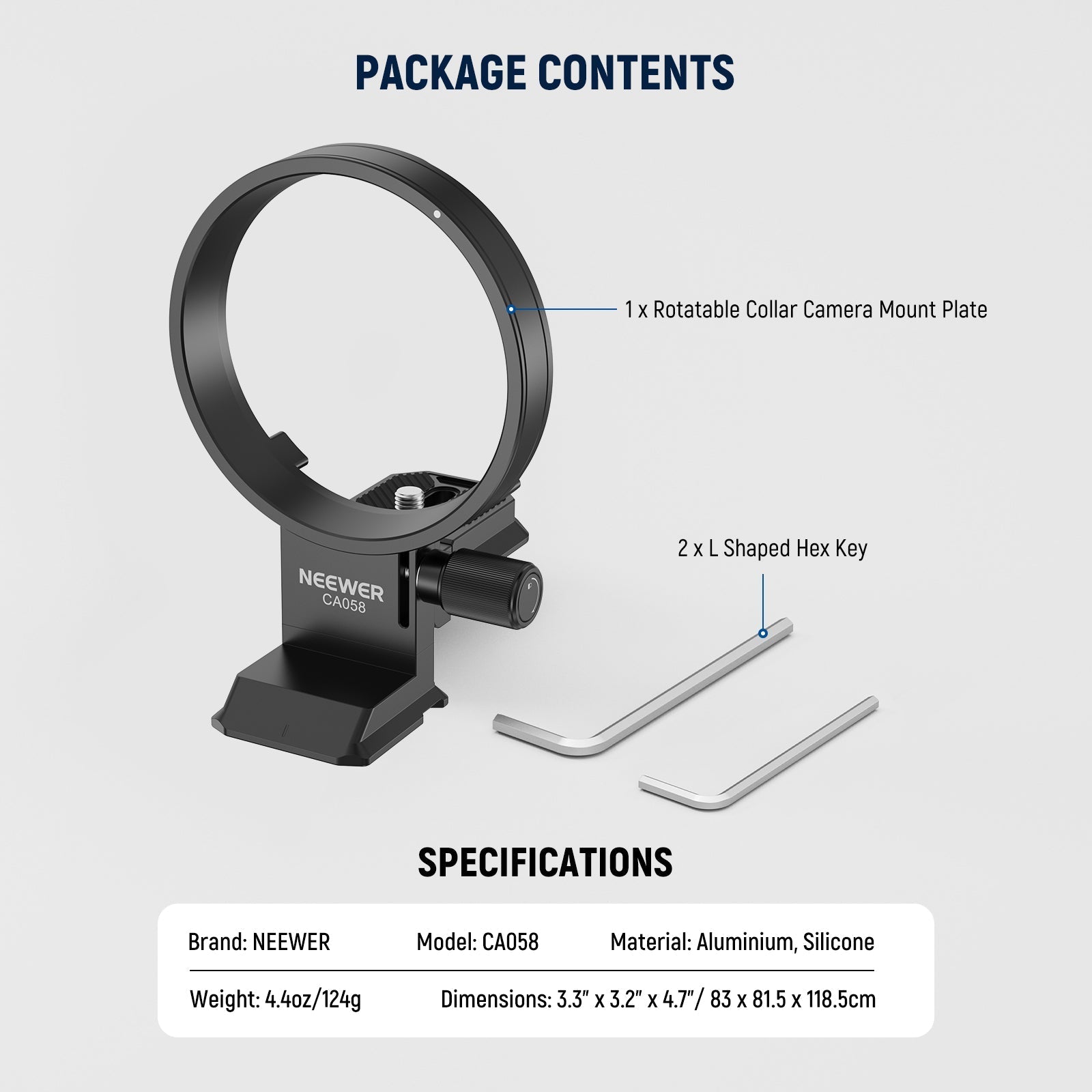 NEEWER Rotatable Camera Lens Collar for Camera