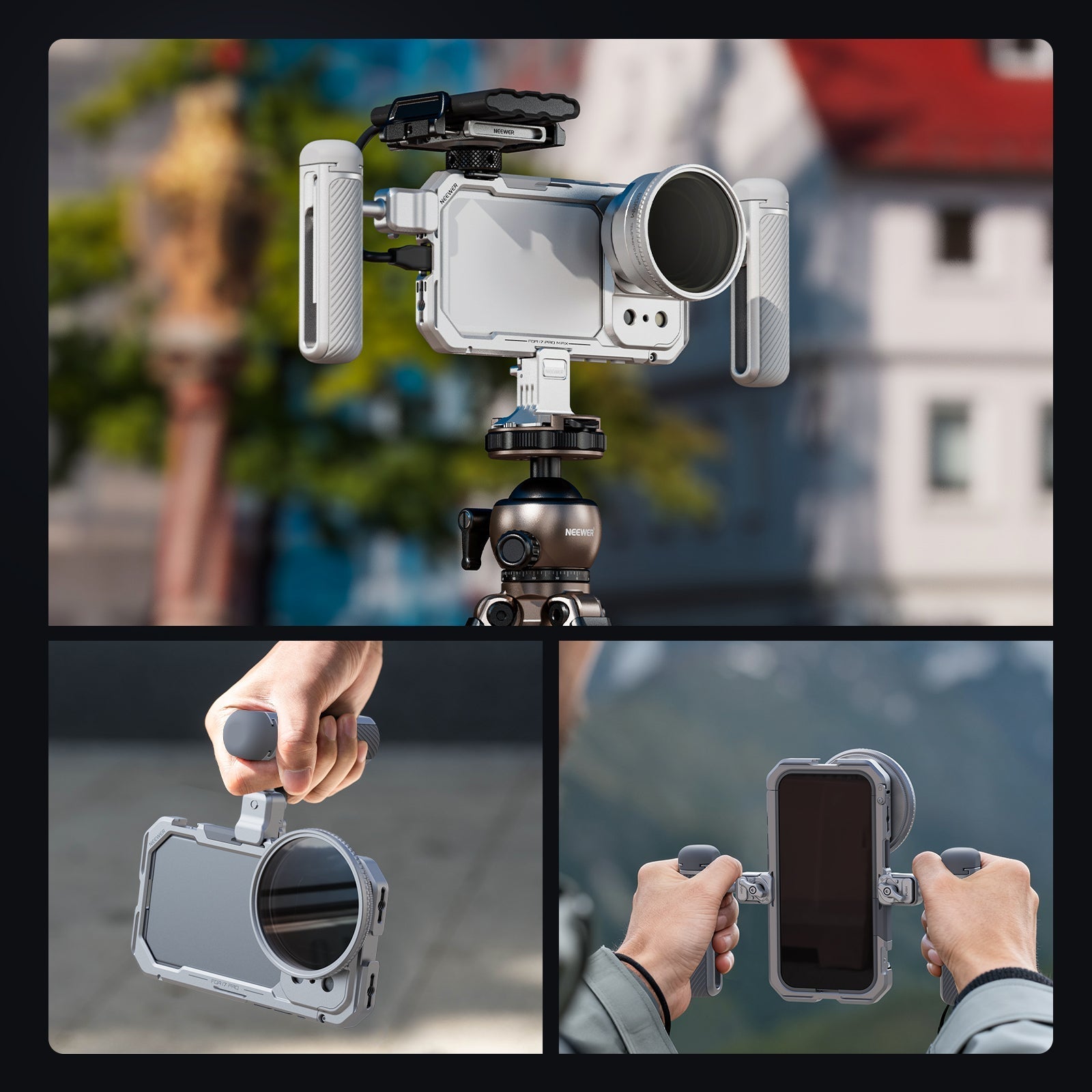 NEEWER PA143/PA144 Phone Cage Handles Kit Compatible with iPhone 17 Pro/Pro Max