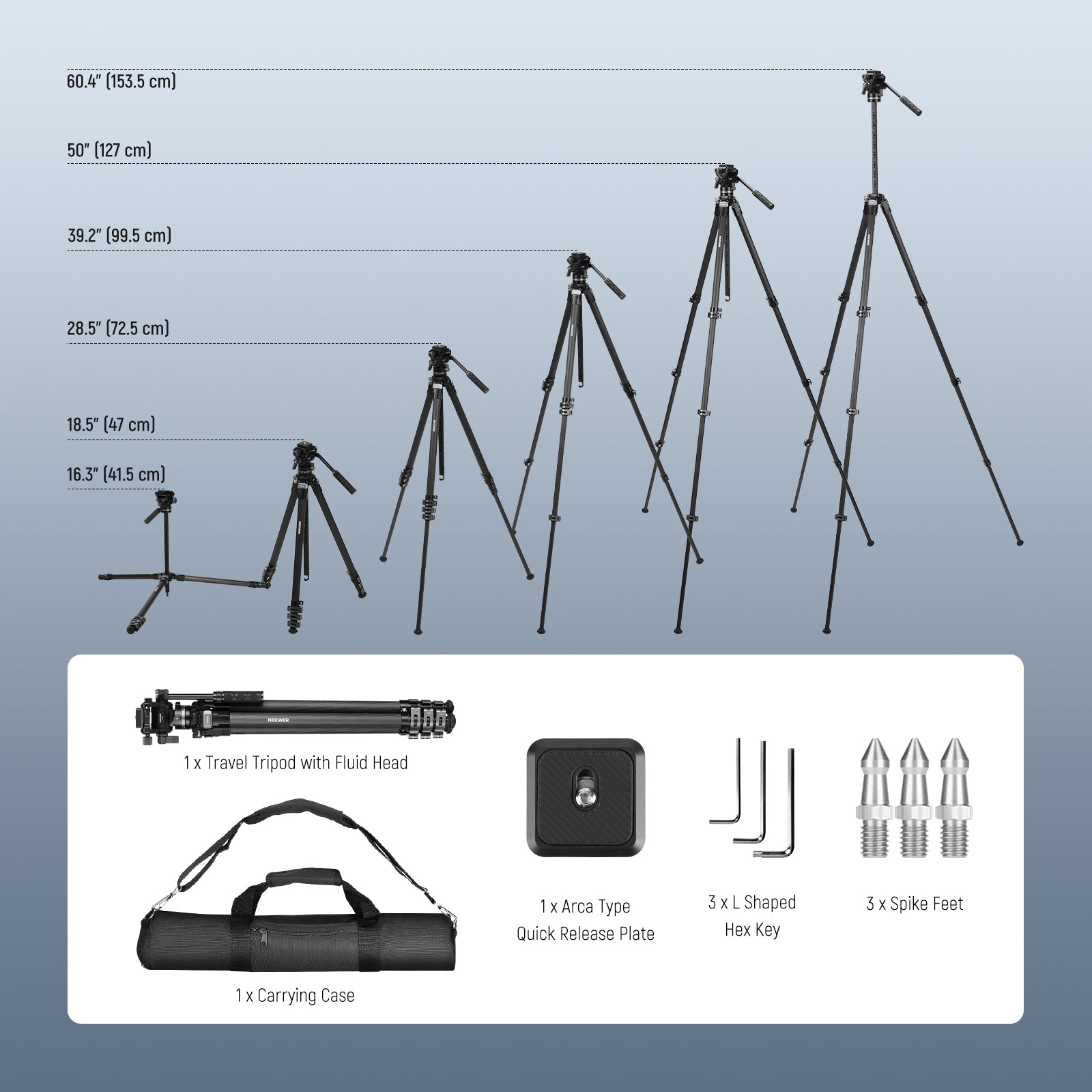 NEEWER LT36/LT37 60.4" Carbon Fiber Travel Tripod