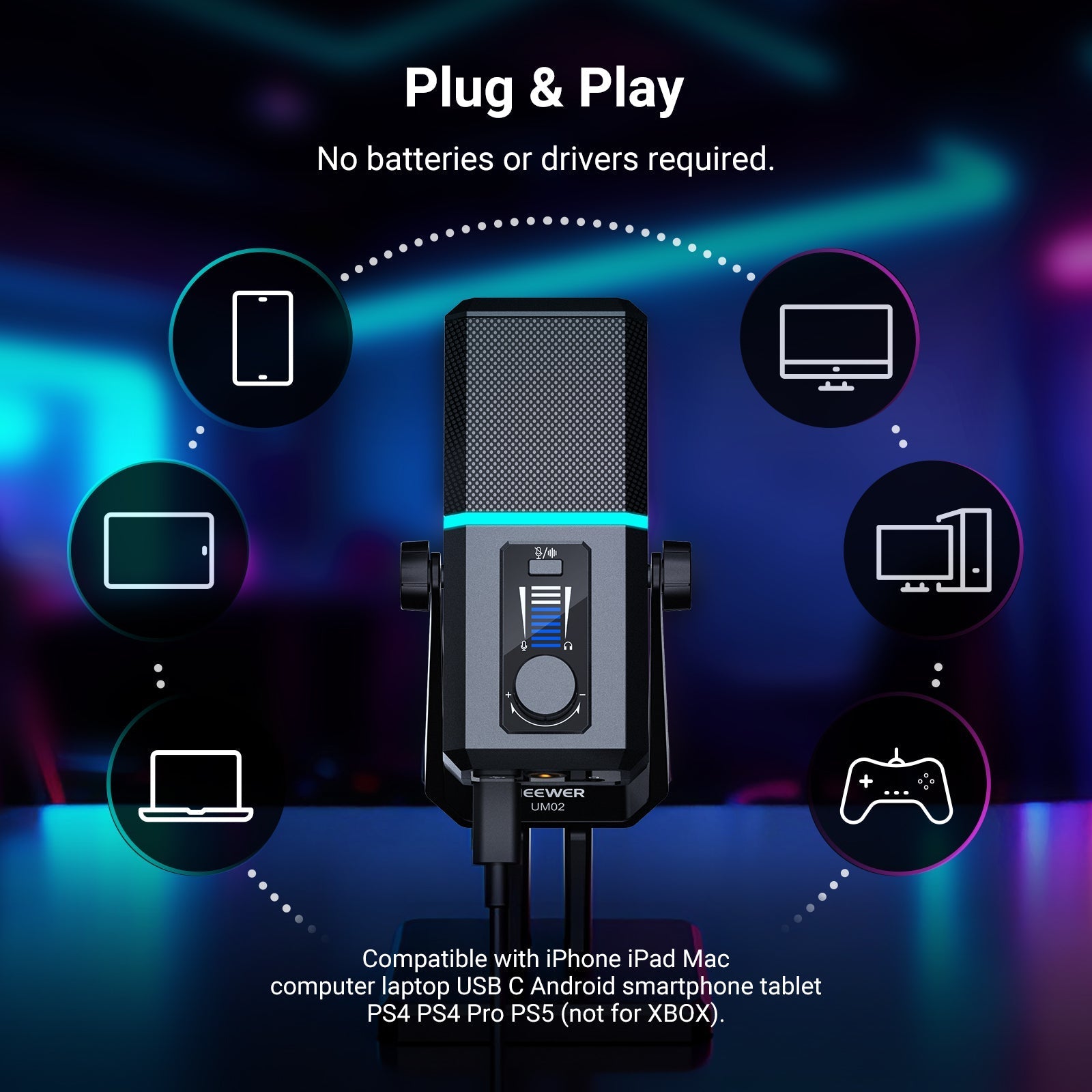 NEEWER UM02 RGB USB Gaming Microphone