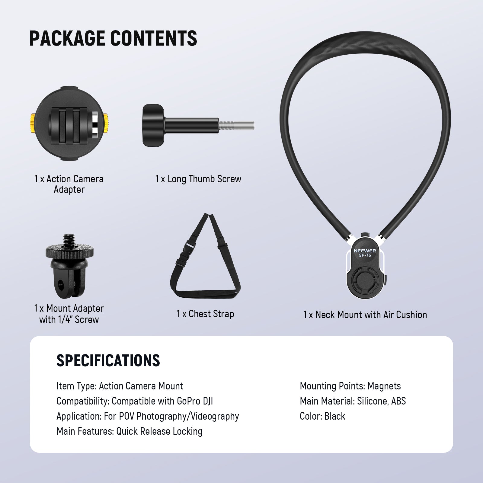 NEEWER GP-76 Magnetic Neck Mount For Action Cameras