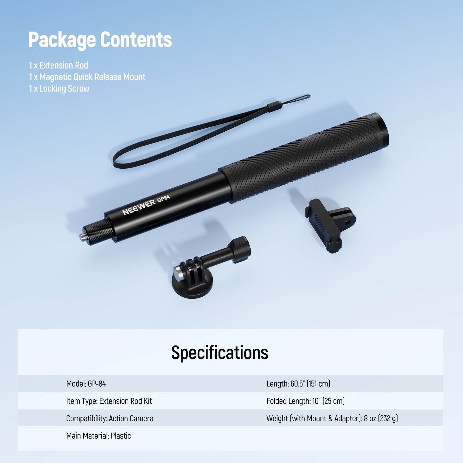 NEEWER GP-84/GP-85/GP-86 Extension Rod Kit for Action Camera