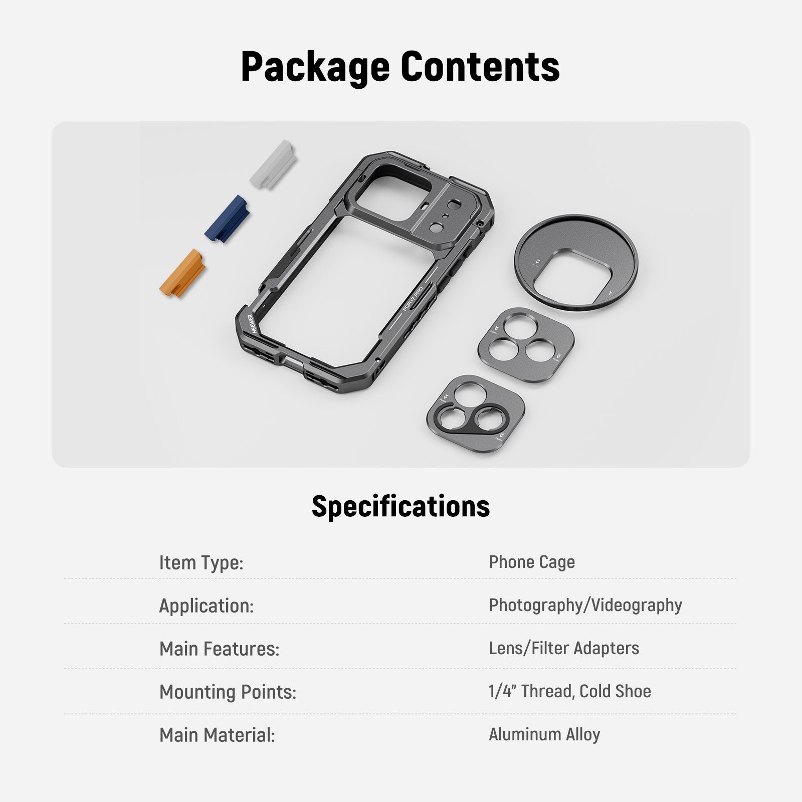 NEEWER PA143/PA144 Phone Cage Compatible with iPhone 17 Pro/Pro Max