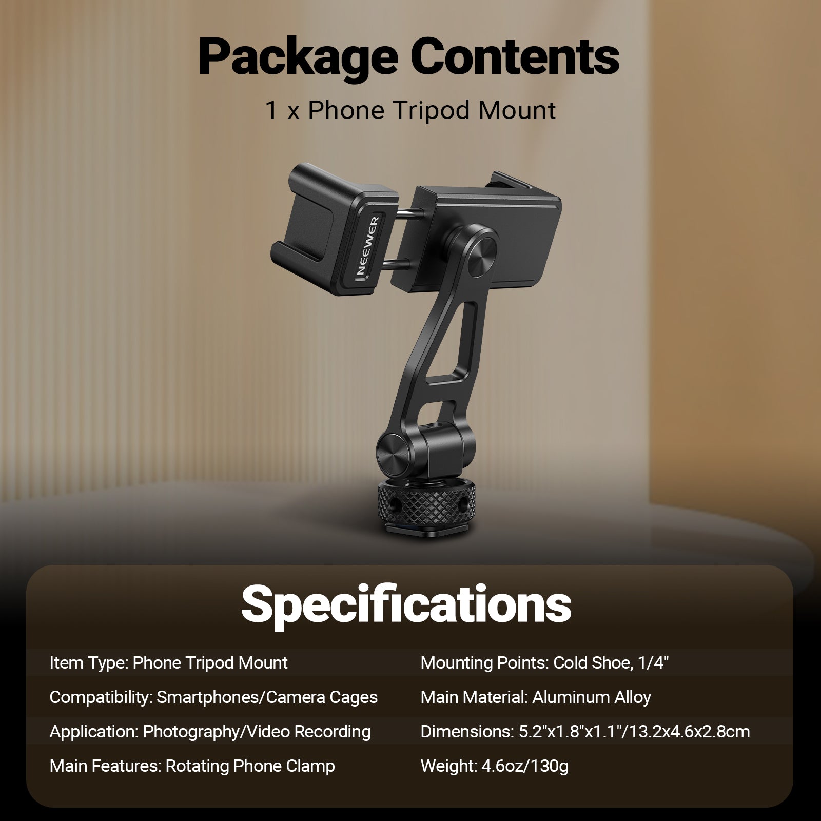 NEEWER GA010 Phone Tripod Mount For DJI RS 2 RSC 2 RS 3 Pro