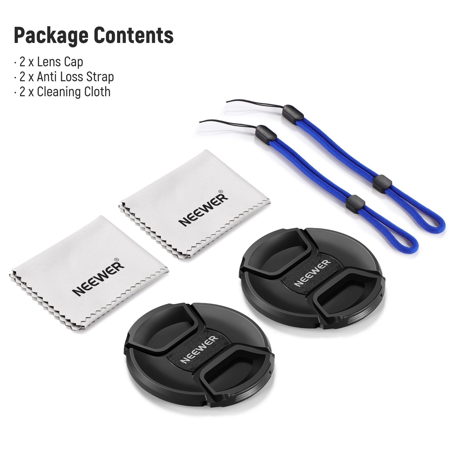 NEEWER 2 Pack Camera Lens Cap Kit