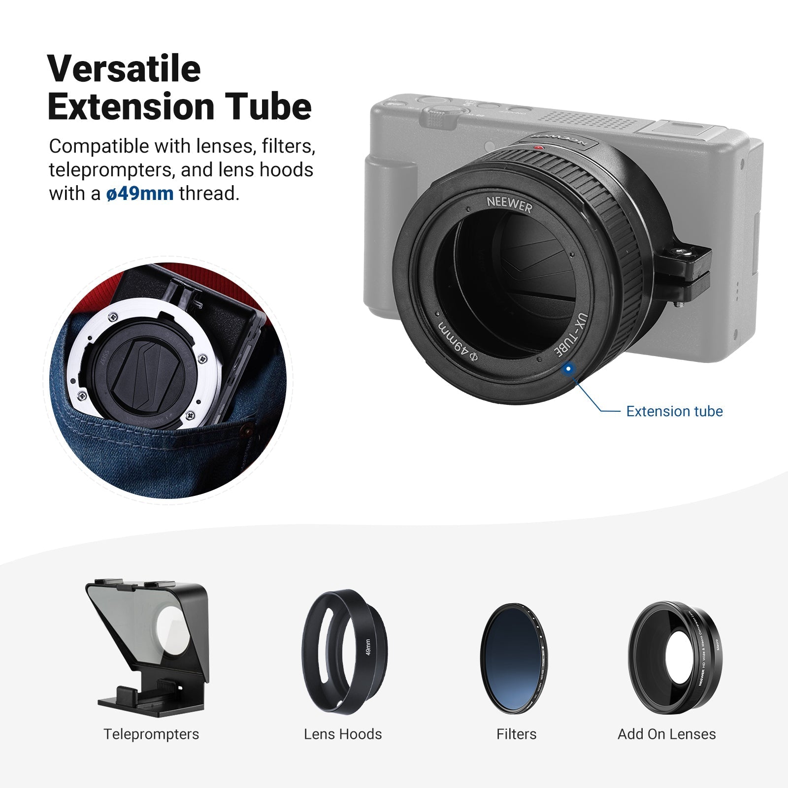 NEEWER LS-86 Wide Angle + Macro Lens For Sony ZV-1 II (ZV-1M2)