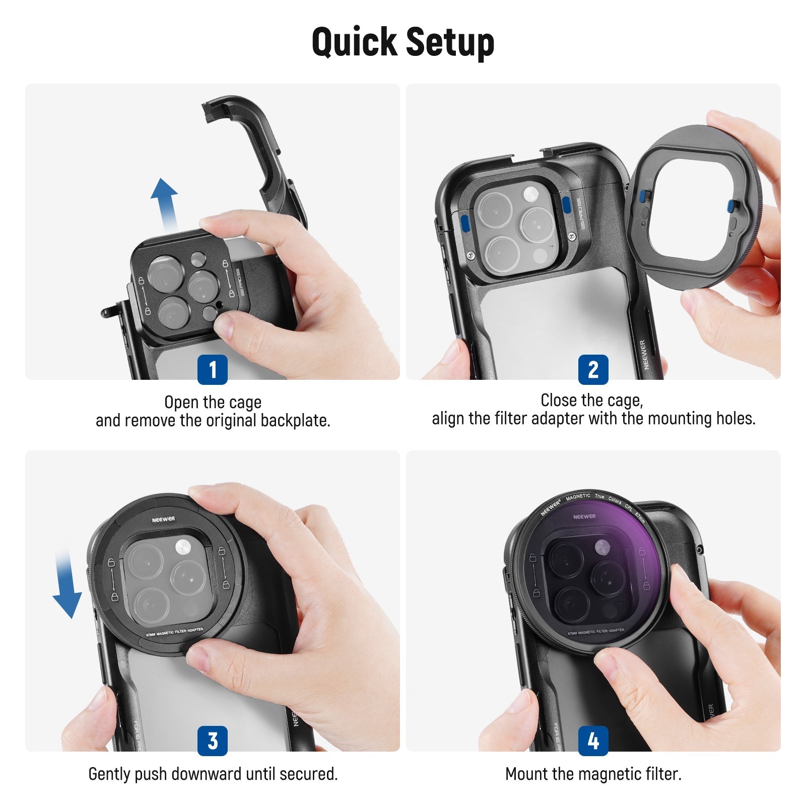 NEEWER 67mm Filter Set For iPhone 16 Pro/16 Pro Max Cage (PA073/PA074)