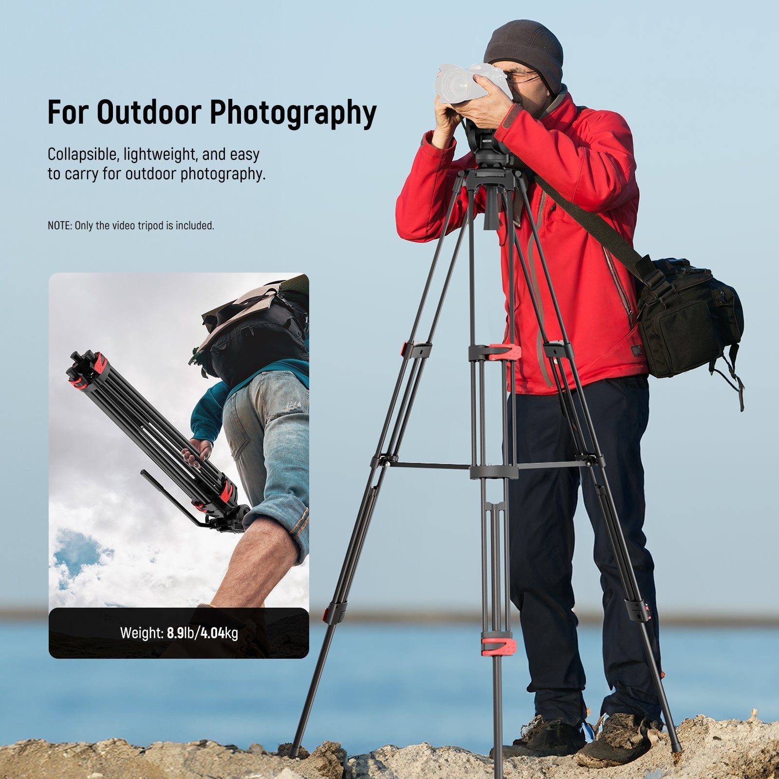 NEEWER BASICS TP37 74" Video Tripod with Fluid Head