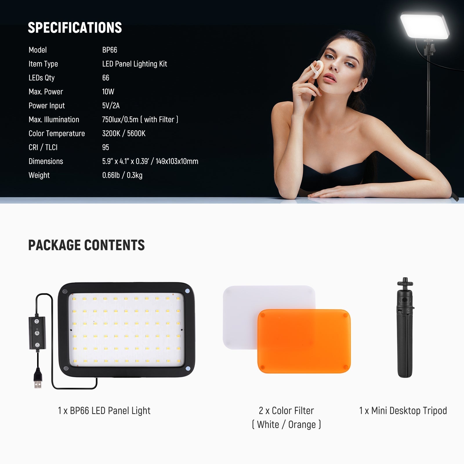 NEEWER BASICS BP66 LED Video Panel Desk Light