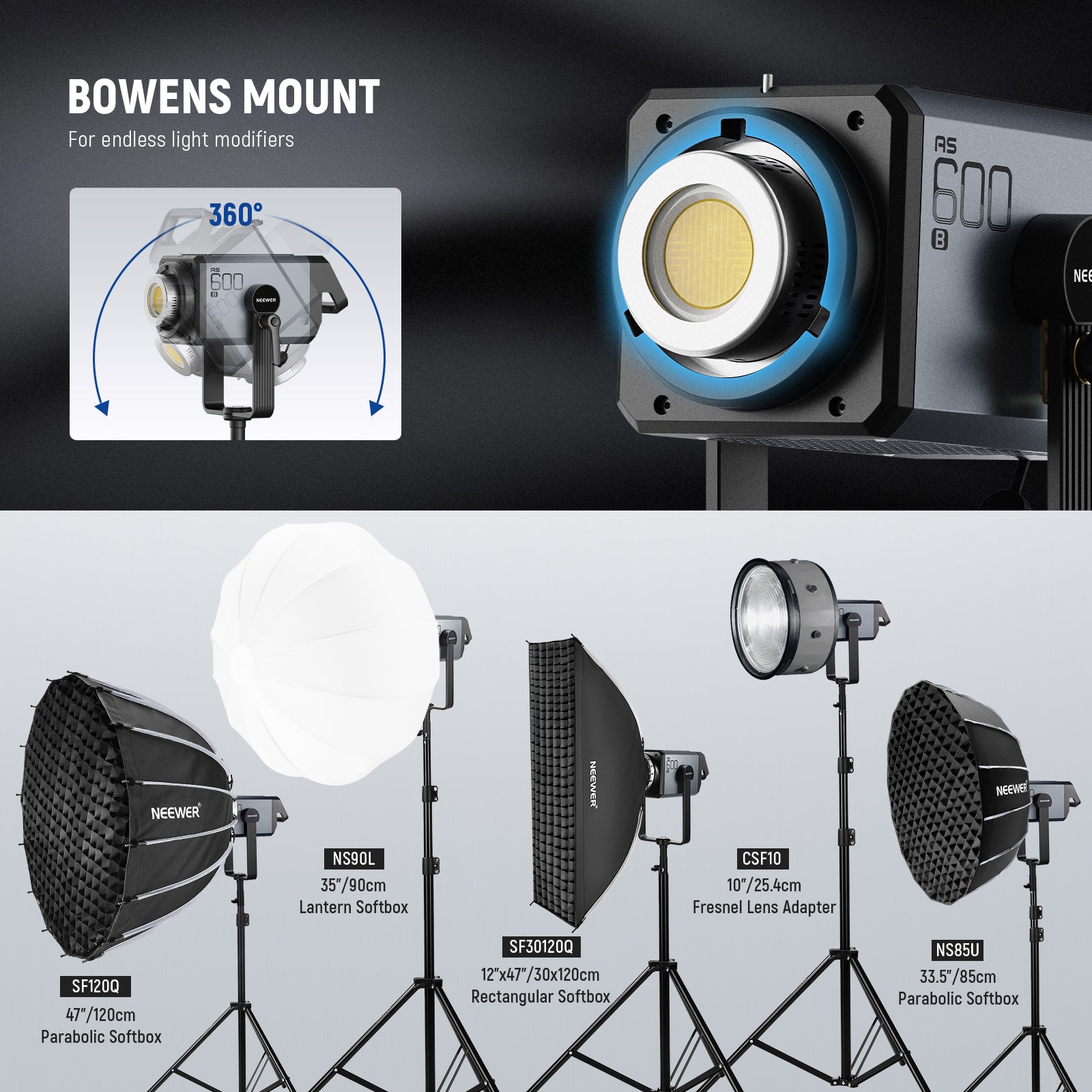 NEEWER AS600B 600W Output Bi-Color COB LED Video Light
