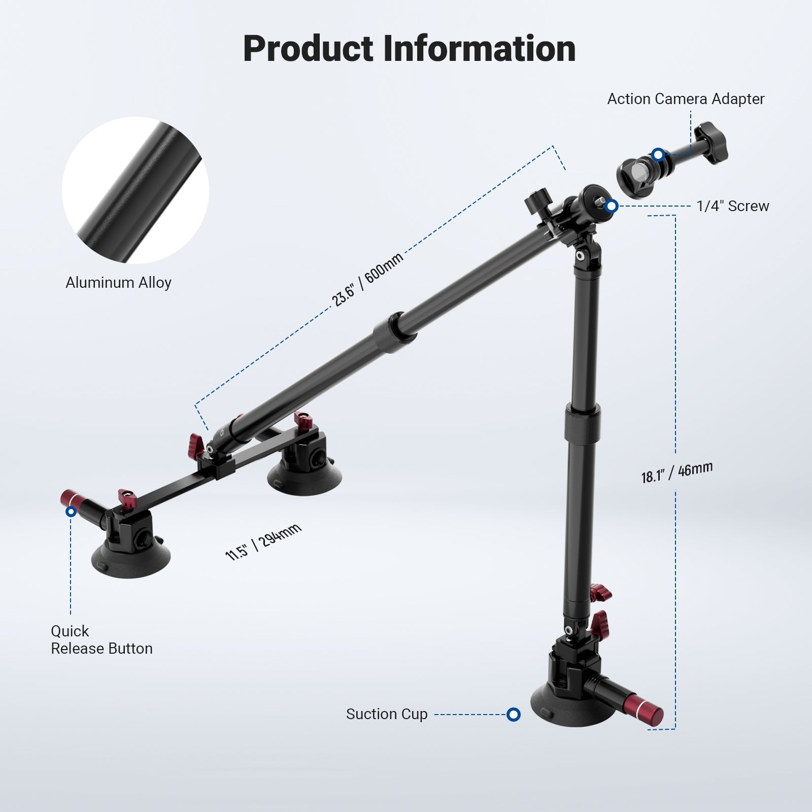 NEEWER BASICS CA166 Triple Suction Cup Car Mount Kit