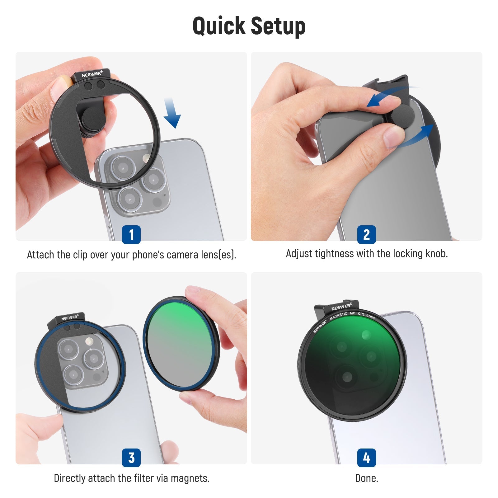 NEEWER 67mm Magnetic CPL Phone Filter