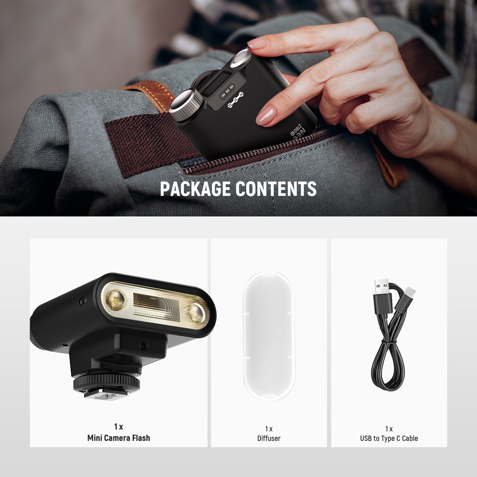 NEEWER Z160 SE Camera Flash with M/S1/S2 Modes & 1200mAh Built in Battery