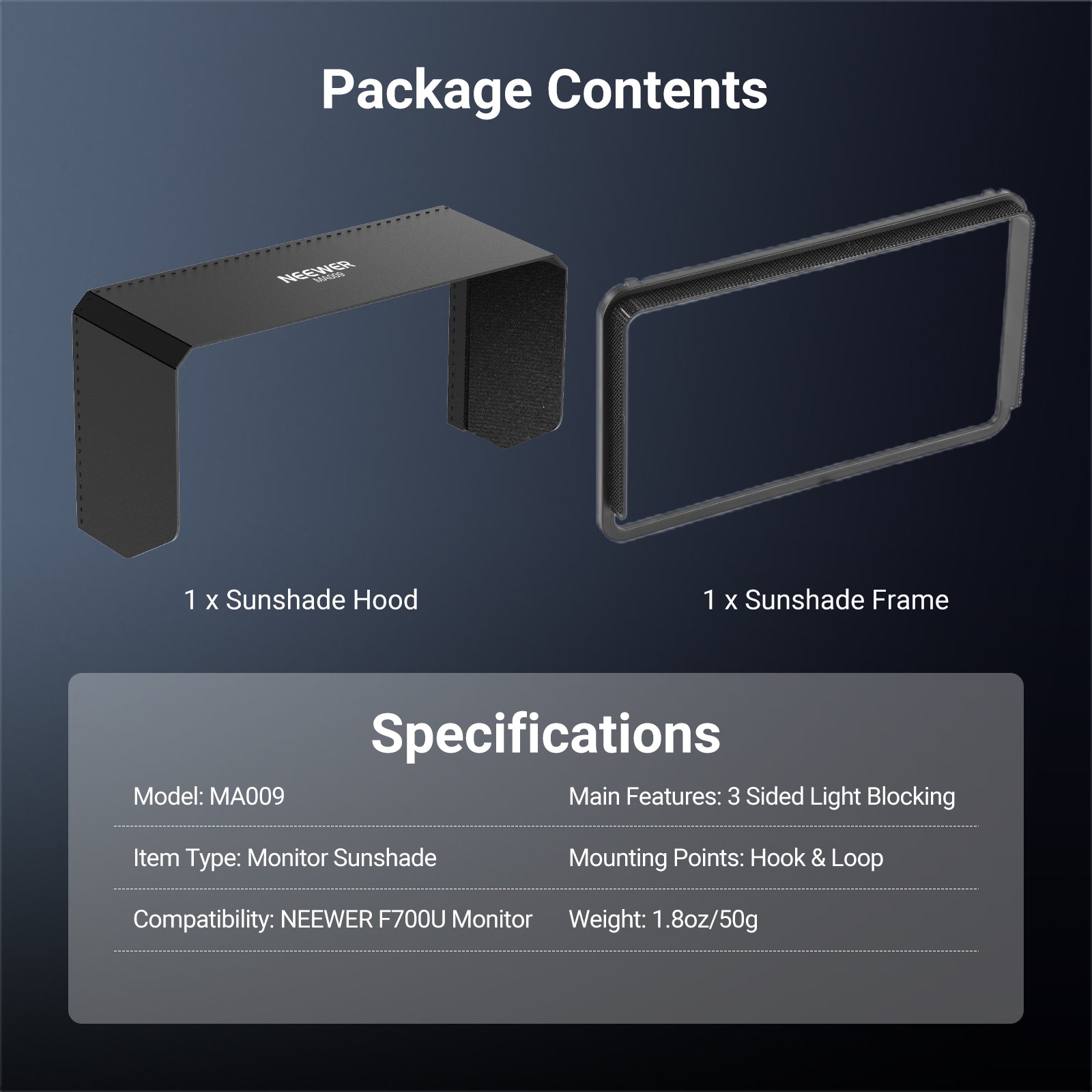 NEEWER MA009 Monitor Sunshade Hood for F700U Monitor
