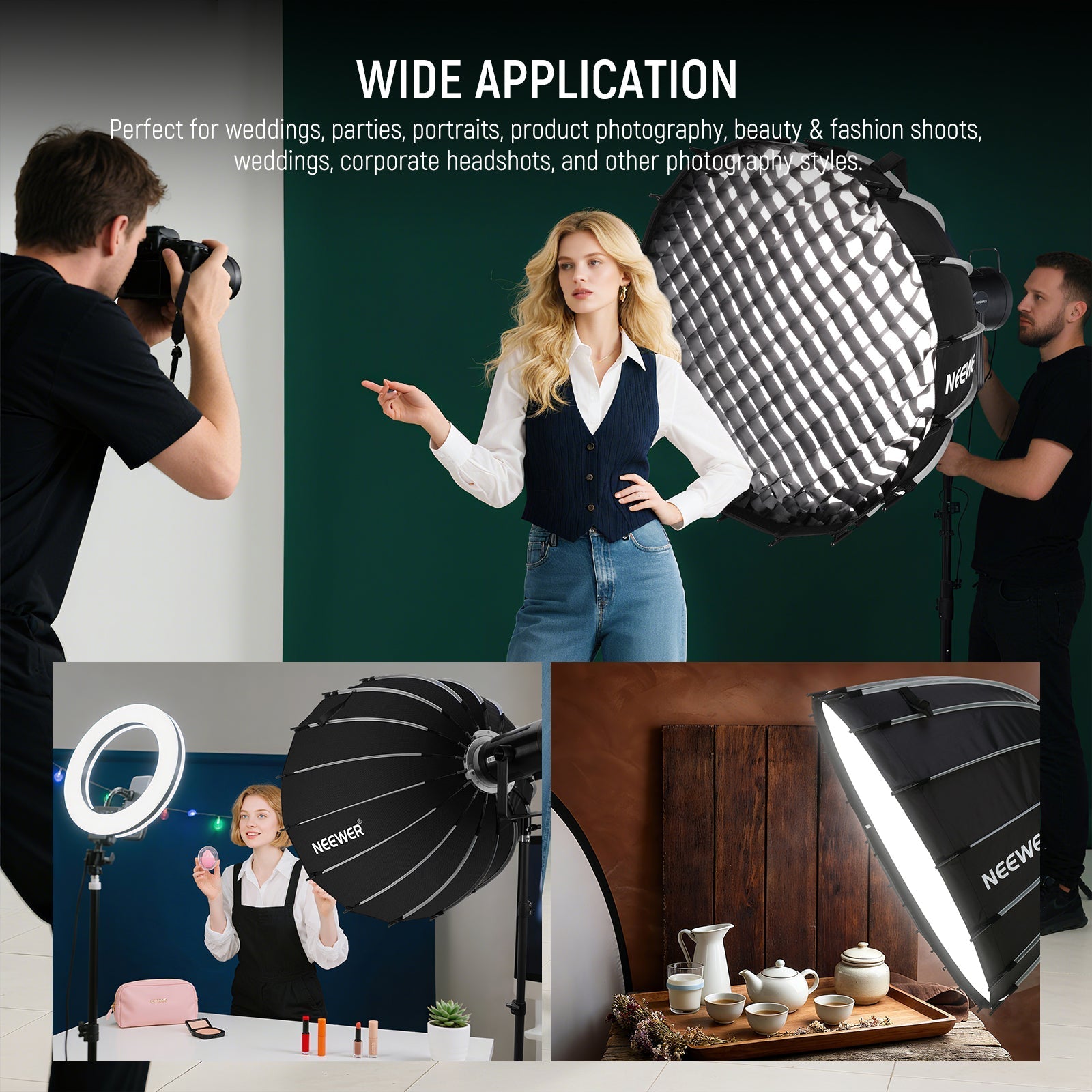 NEEWER 60CM/90CM/120CM Quick Release Parabolic Softbox