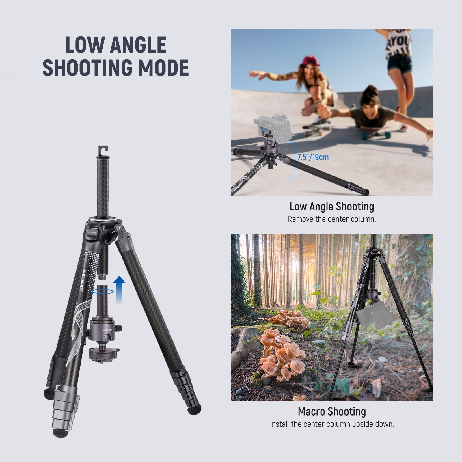 NEEWER LT34 62" Carbon Fiber Travel Tripod