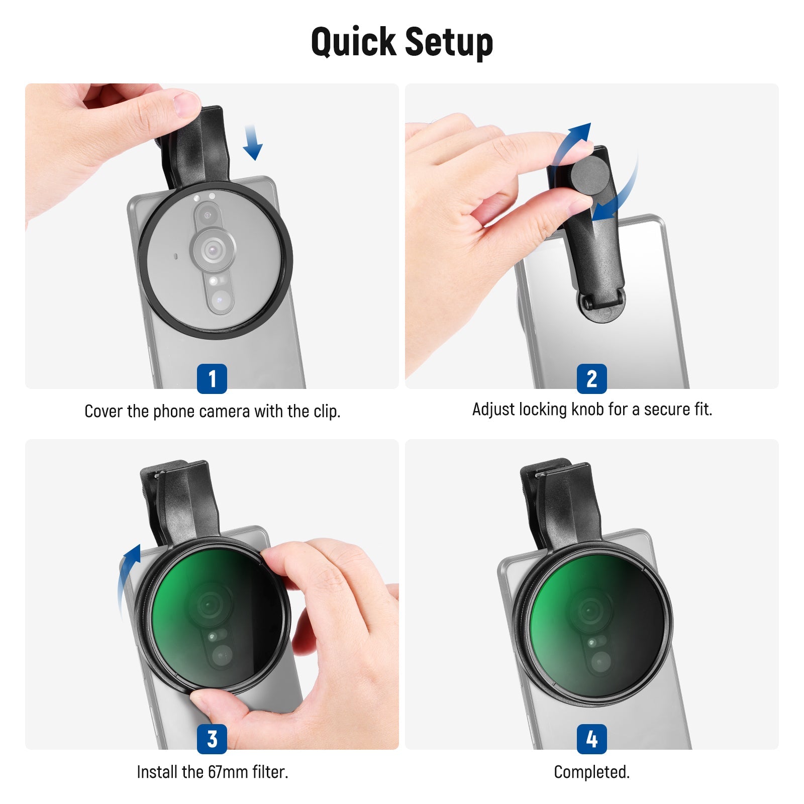 NEEWER FL-B23/FL-B19 67mm Clip On CPL Filter For Smartphone