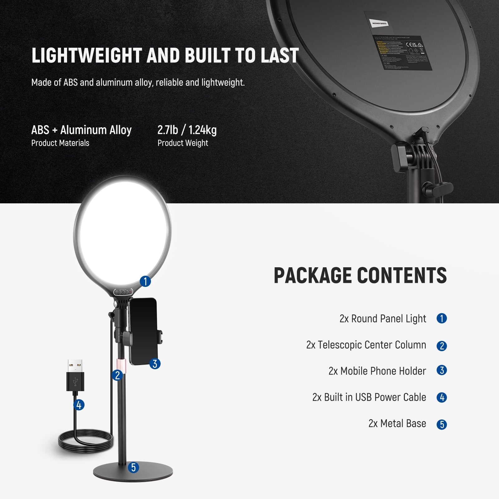 NEEWER BASICS R10 10.5" Desktop Ring Light
