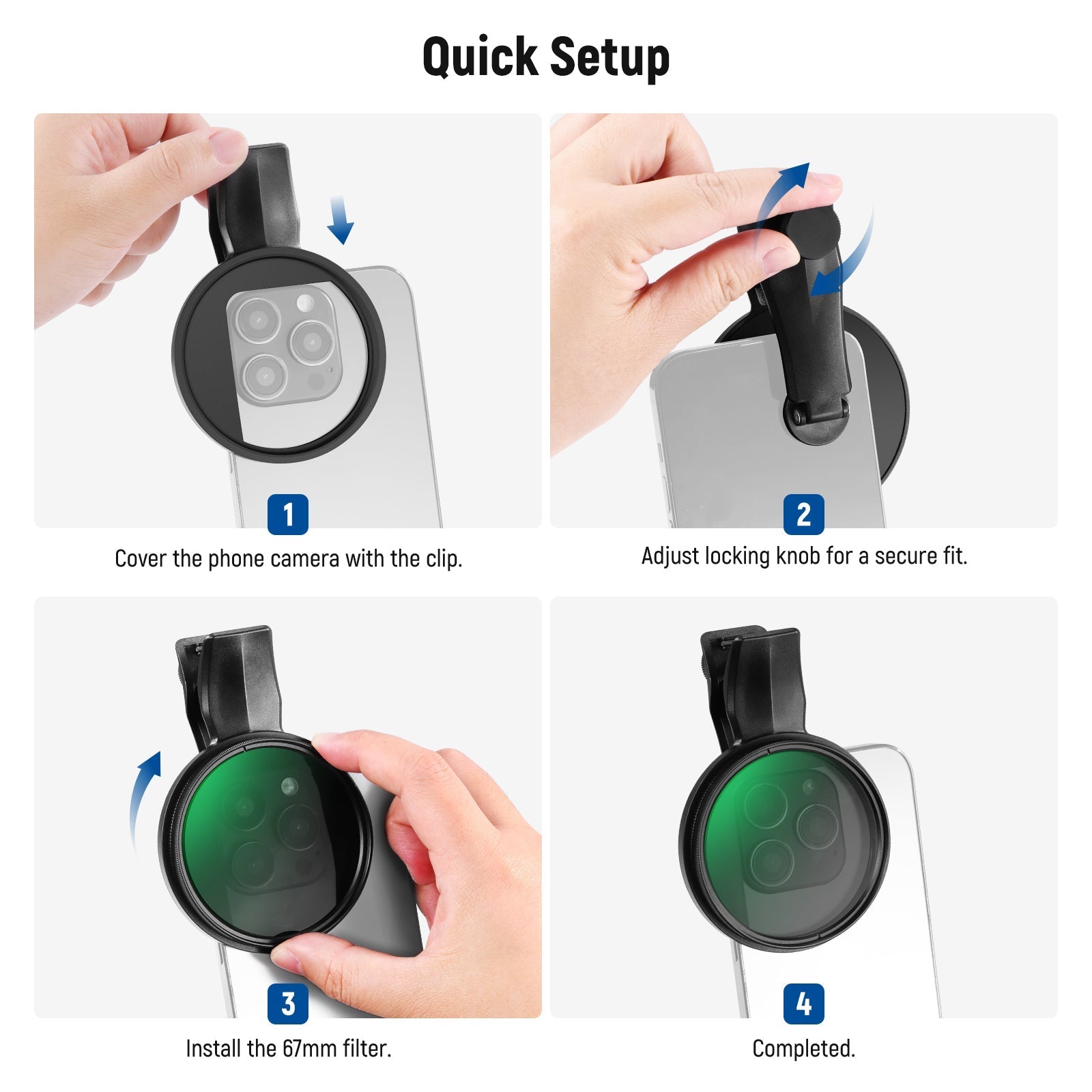 NEEWER FL-B23/FL-B19 67mm Clip On CPL Filter For Smartphone