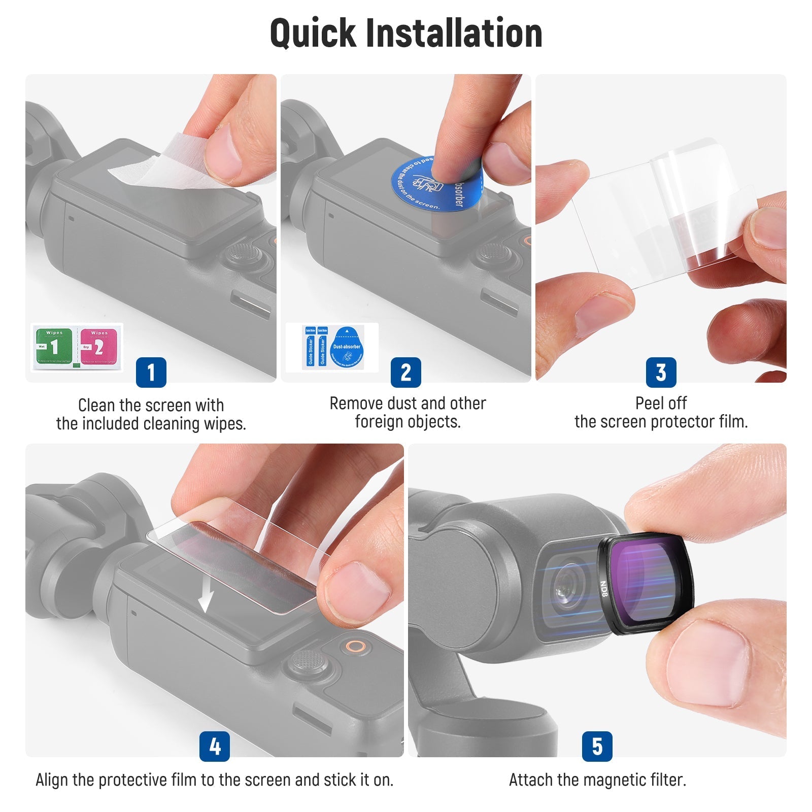 NEEWER FL-B03 3-Pack ND & CPL Filter for DJI Osmo Pocket 3 / Pocket 4 & Xtra Muse