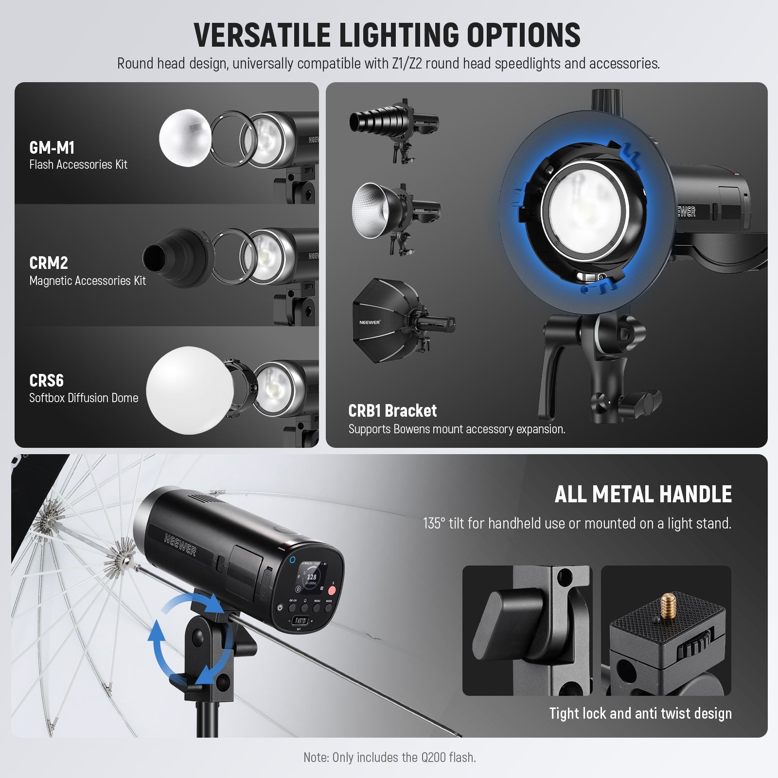 NEEWER Q200 200Ws 2.4G TTL Outdoor Flash with App Control