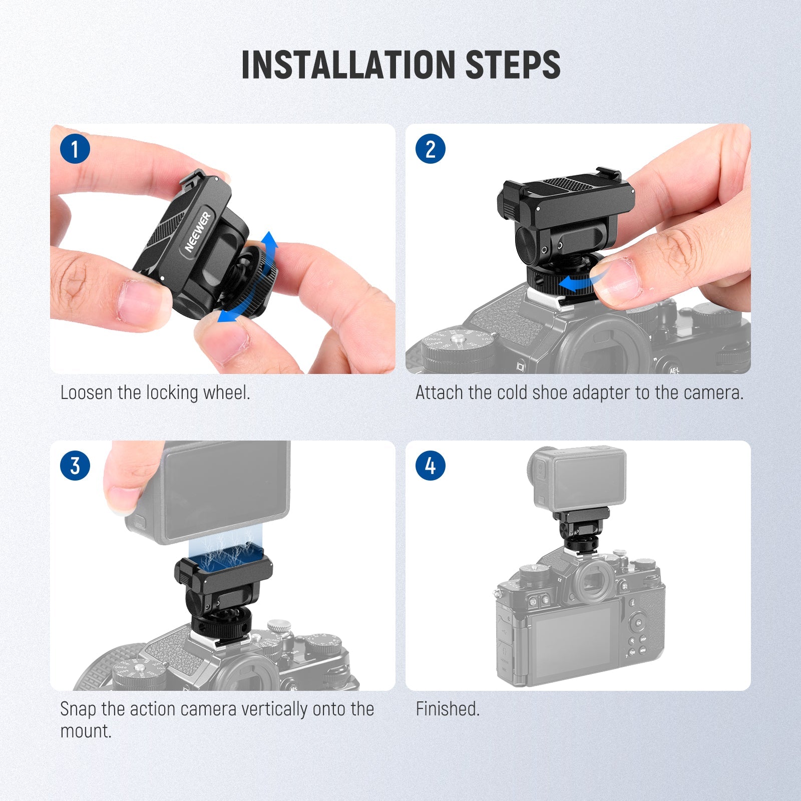 NEEWER AC012 Magnetic Cold Shoe Mount For DJI Osmo 360/Action 5 Pro/4/3