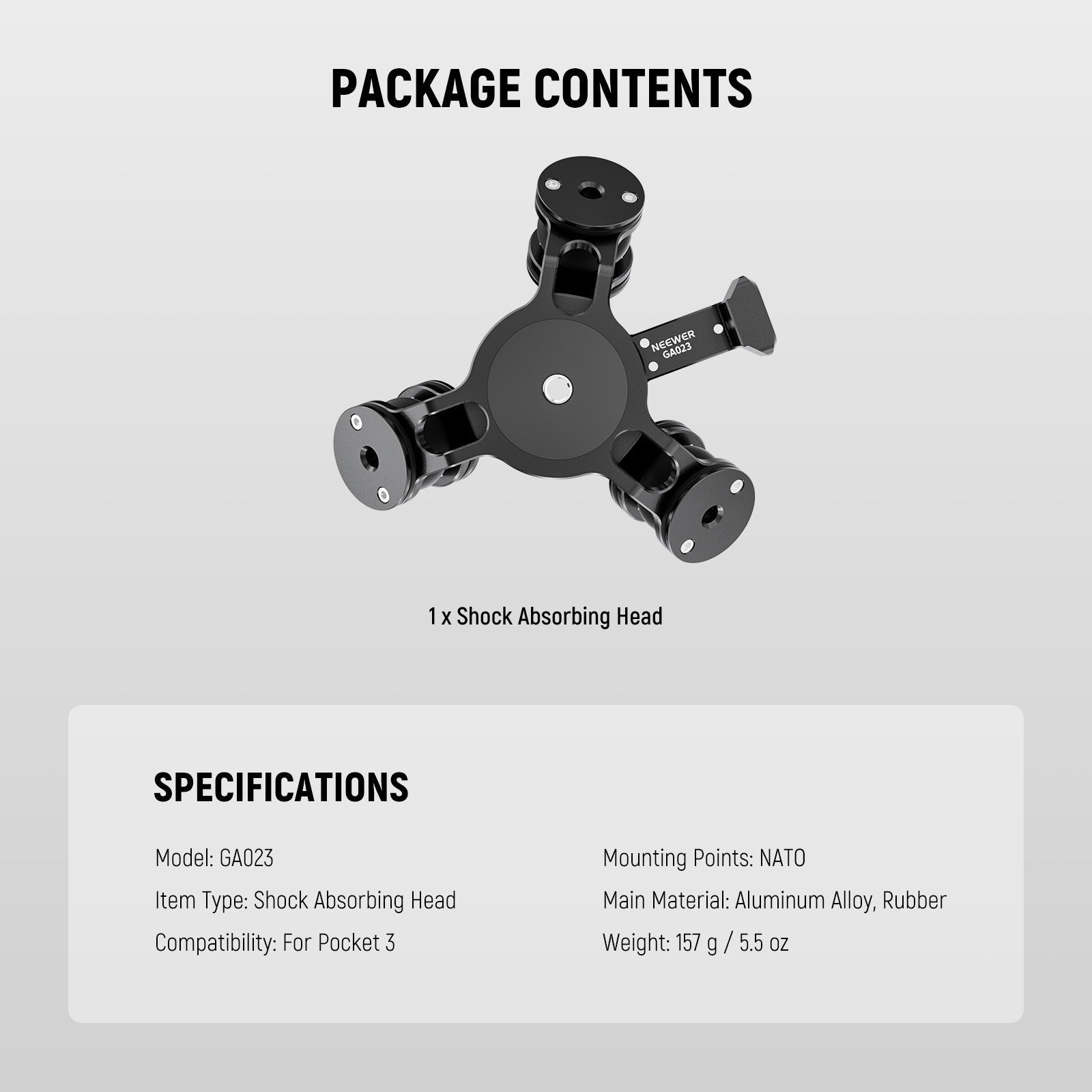 NEEWER GA023 Shock Absorbing Head For DJI OSMO Pocket 3