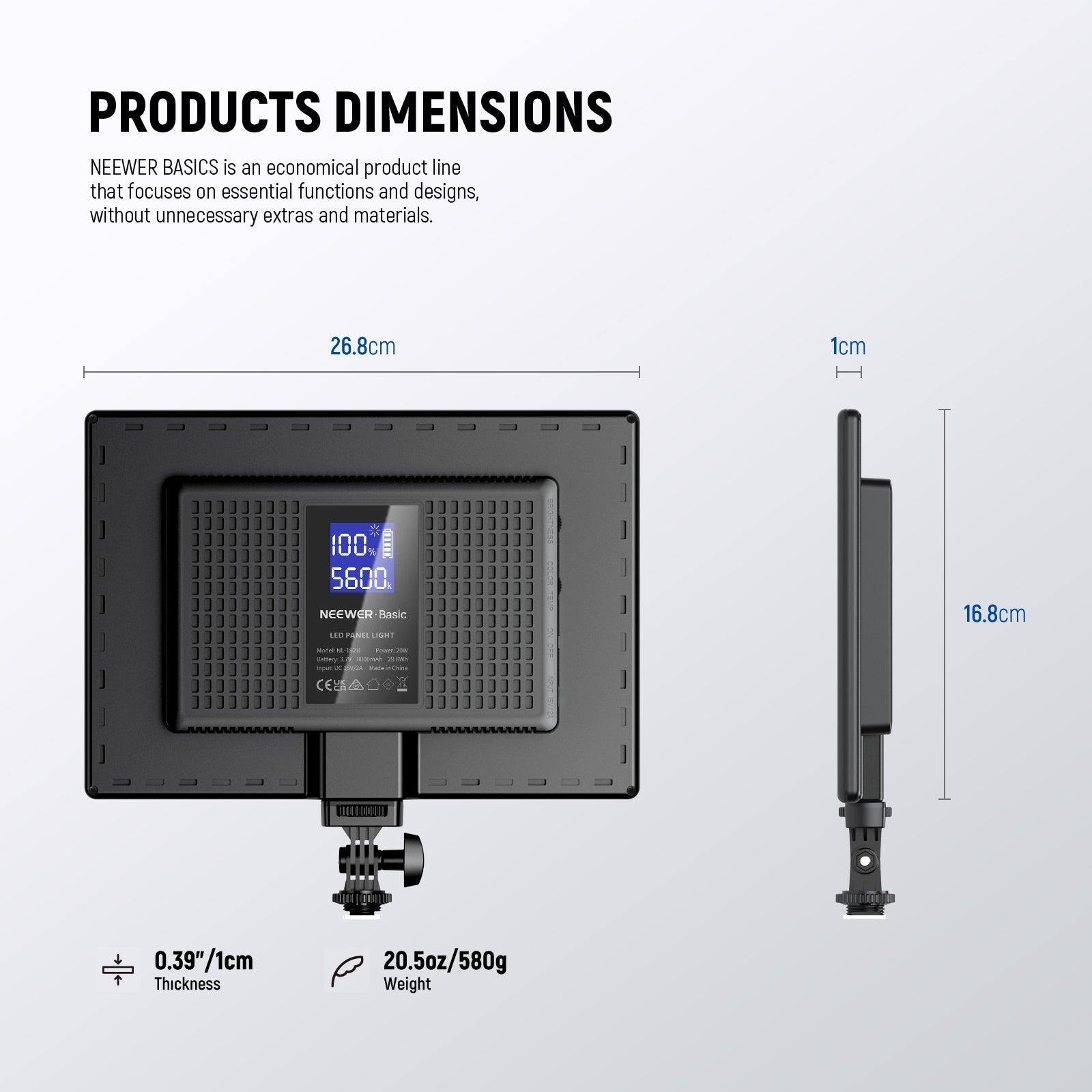 NEEWER BASICS NL-192B Bi Color LED Panel Light