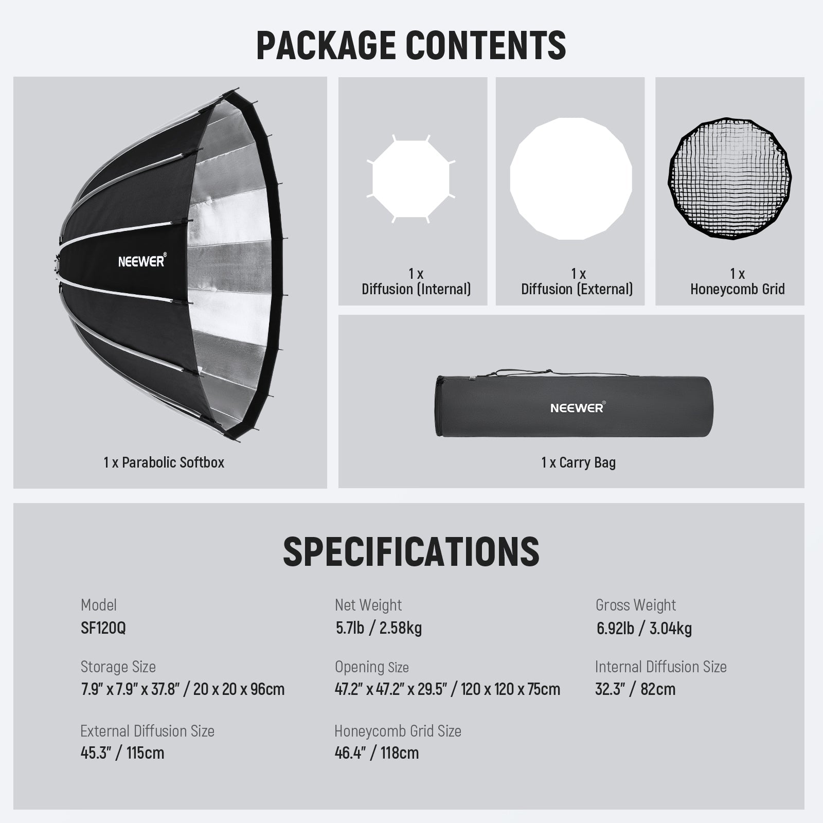 NEEWER 65CM/85CM/120CM Parabolic Softbox