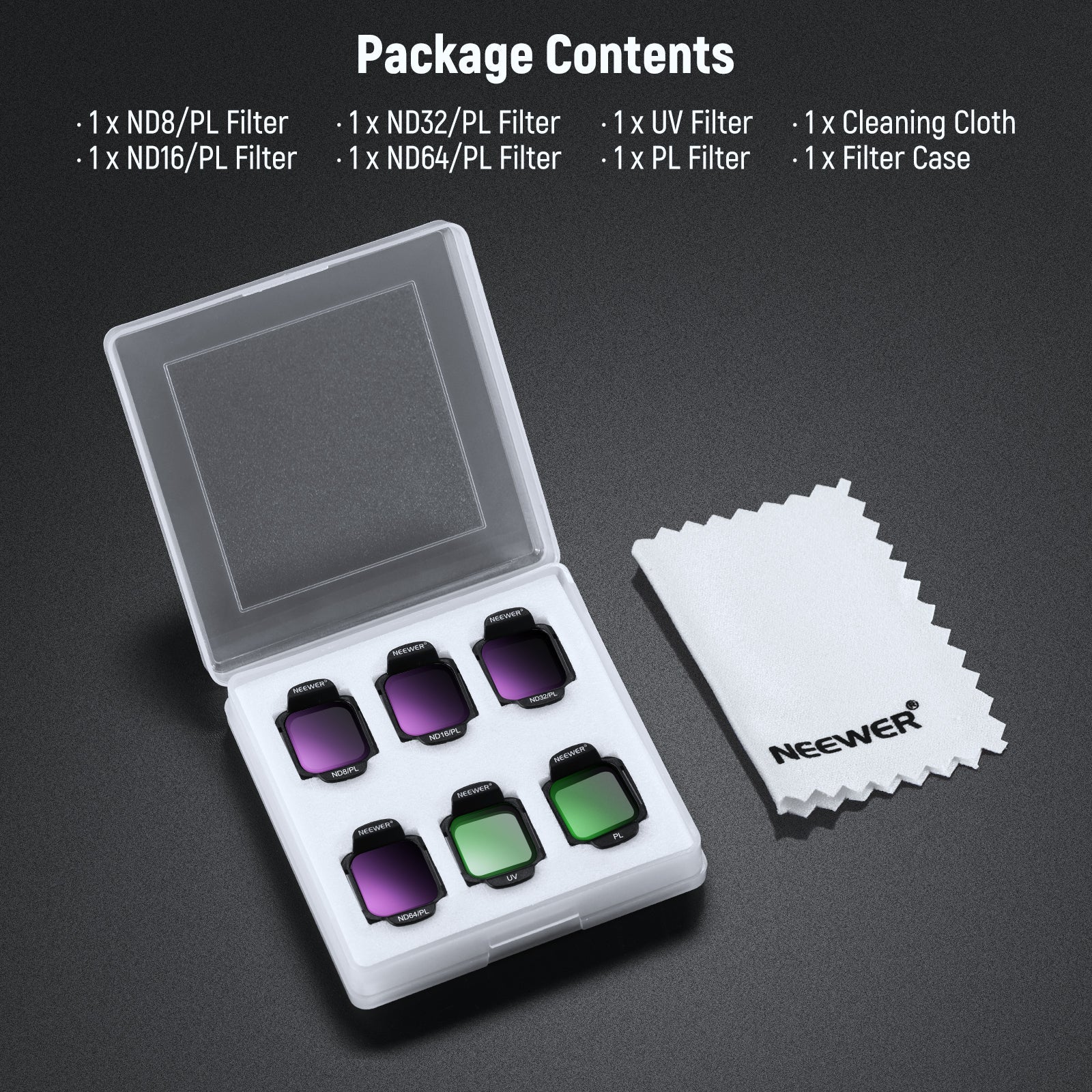 NEEWER FL-N35 6-Pack ND/PL Filter Set For DJI Flip / Lito X1 Drone