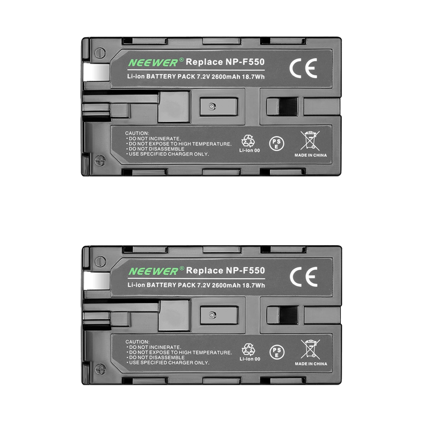 NEEWER 2-Pack 2600mAh Replacement Battery For Sony NP-F550/570/530