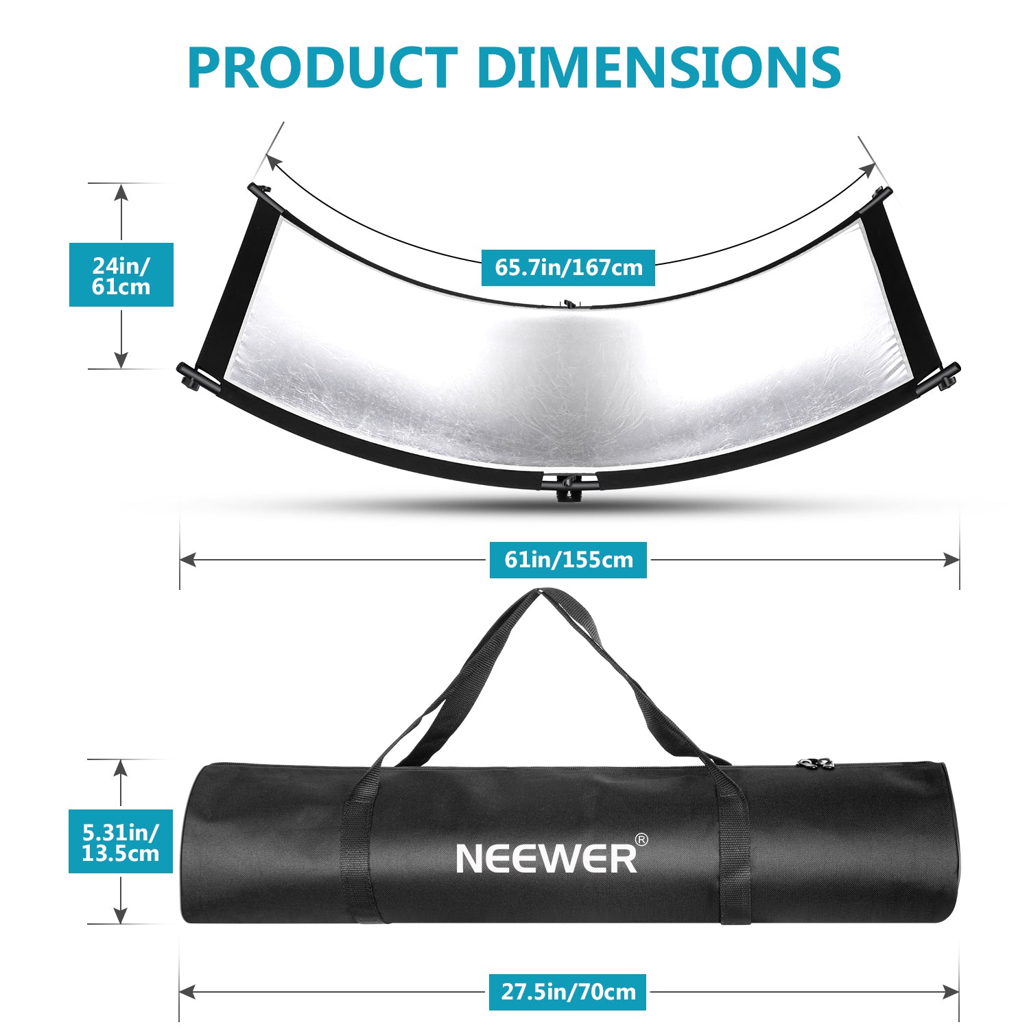 NEEWER 65.7"x 24"/167x61cm Clamshell Light Reflector Diffuser