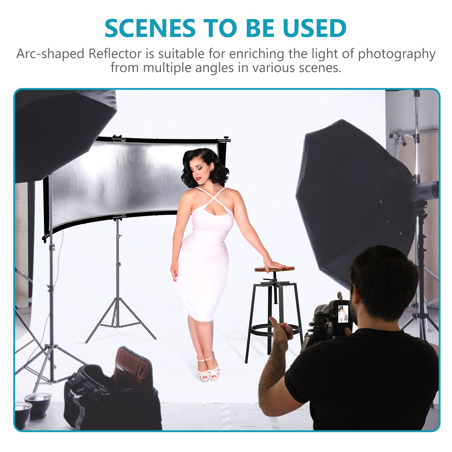 NEEWER 65.7"x 24"/167x61cm Clamshell Light Reflector Diffuser