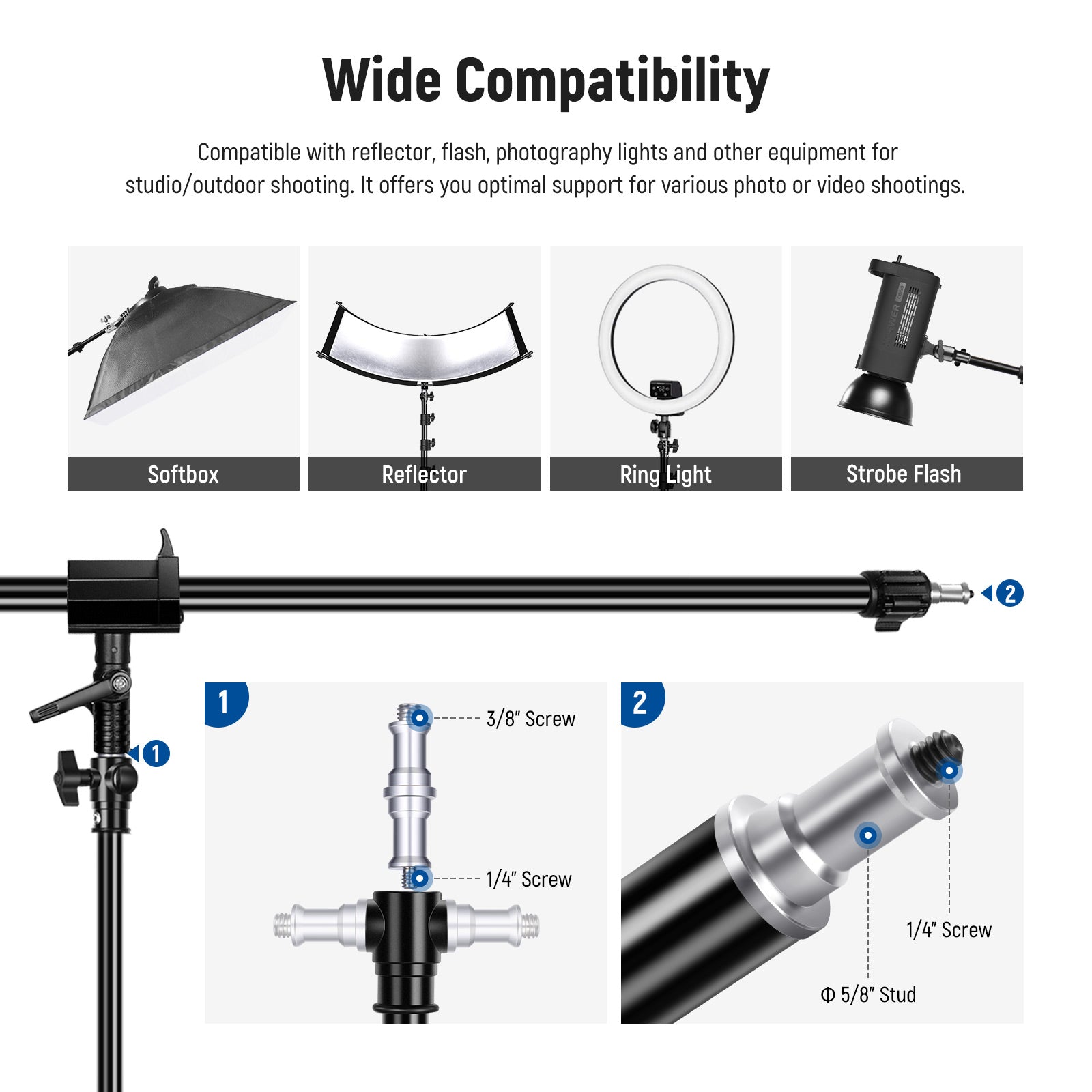 NEEWER 300cm Air Cushioned Light Stand Kit