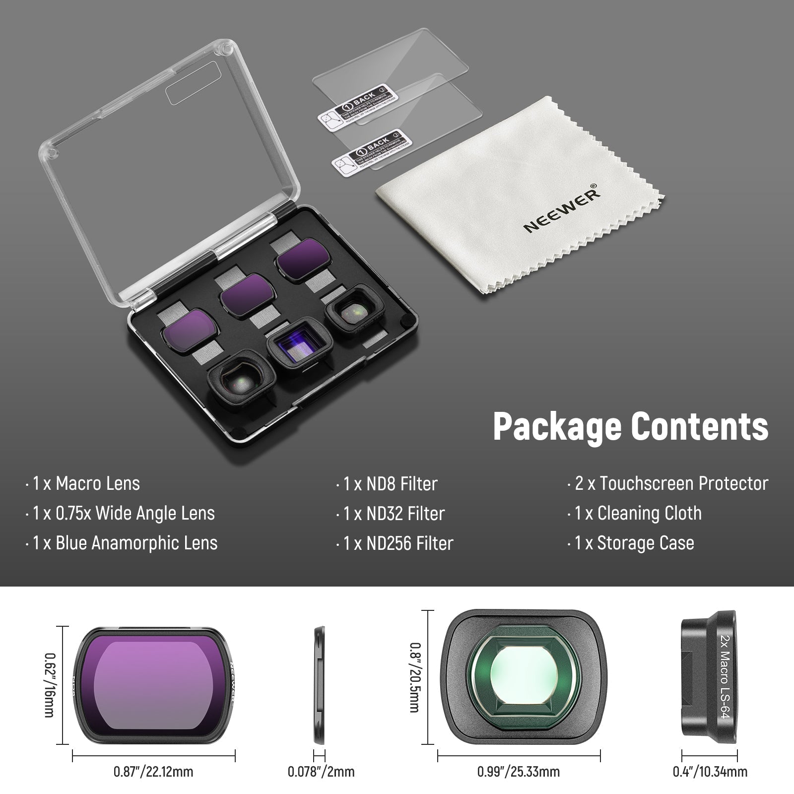 NEEWER FL-B27/FL-B28 Filter Set with Lens for DJI Osmo Pocket 3 / Pocket 4 & Xtra Muse