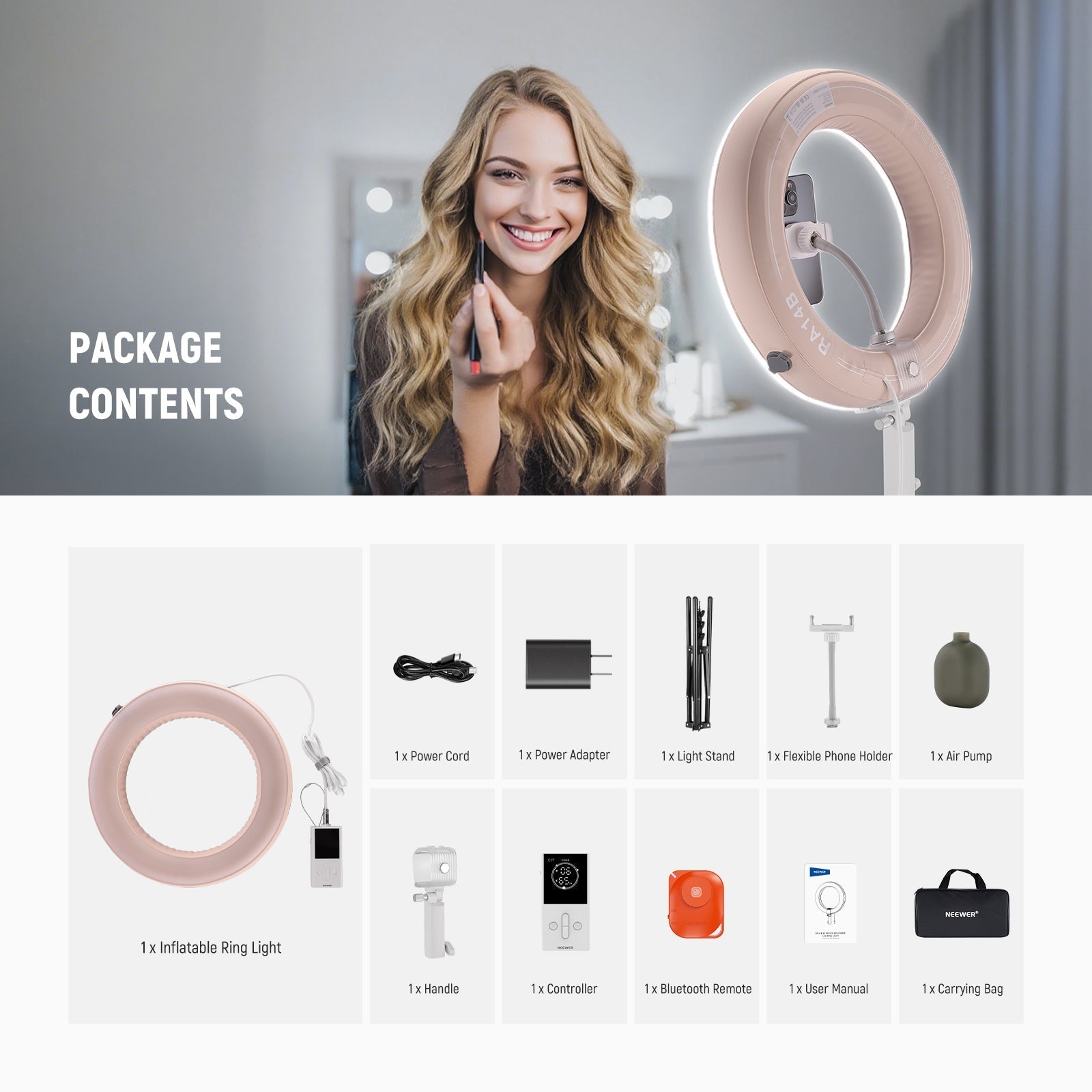 NEEWER RA14B 14" Inflatable Large Ring Light Kit