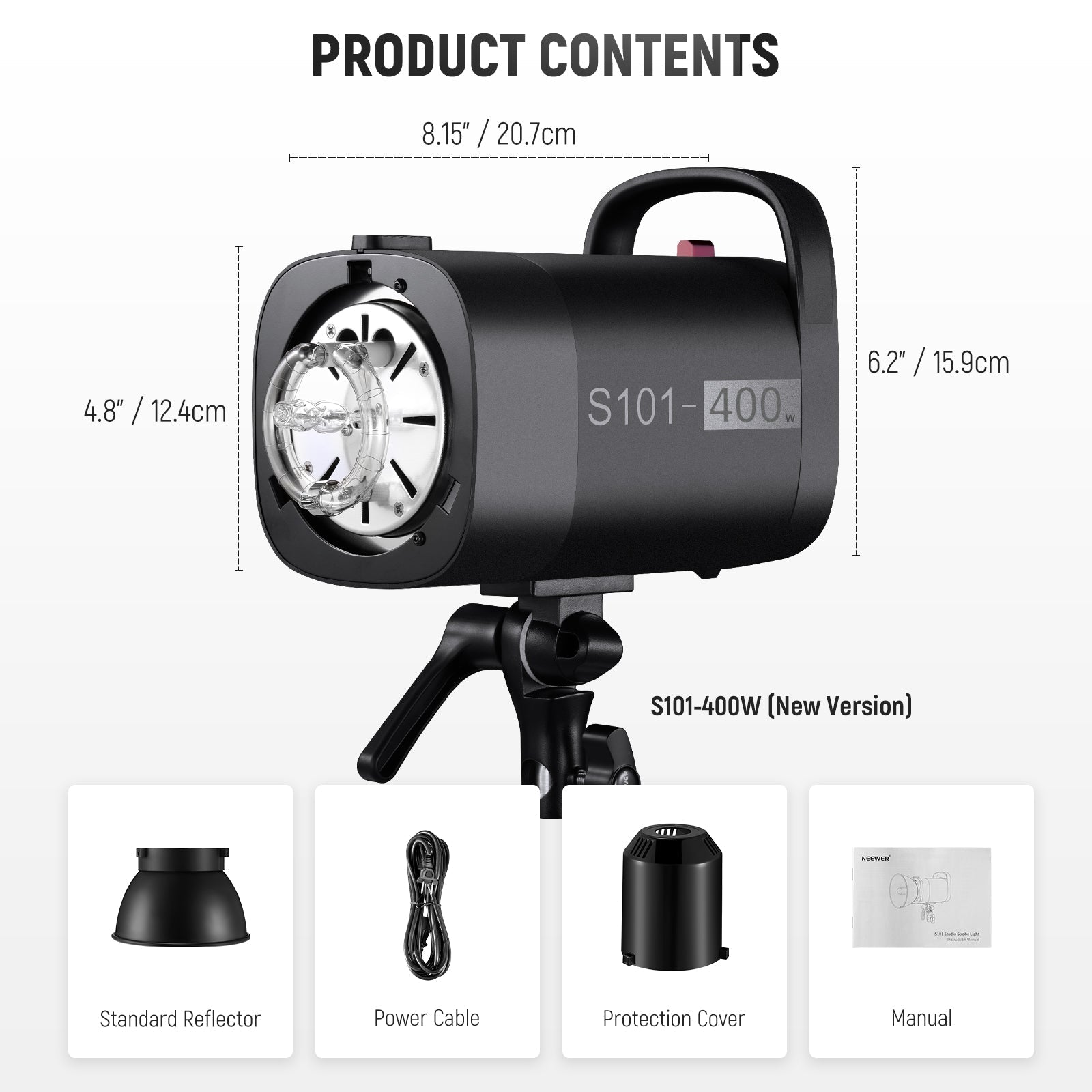 NEEWER 2 Pack S101-400W 400Ws Studio Monolight Flash Light Kit